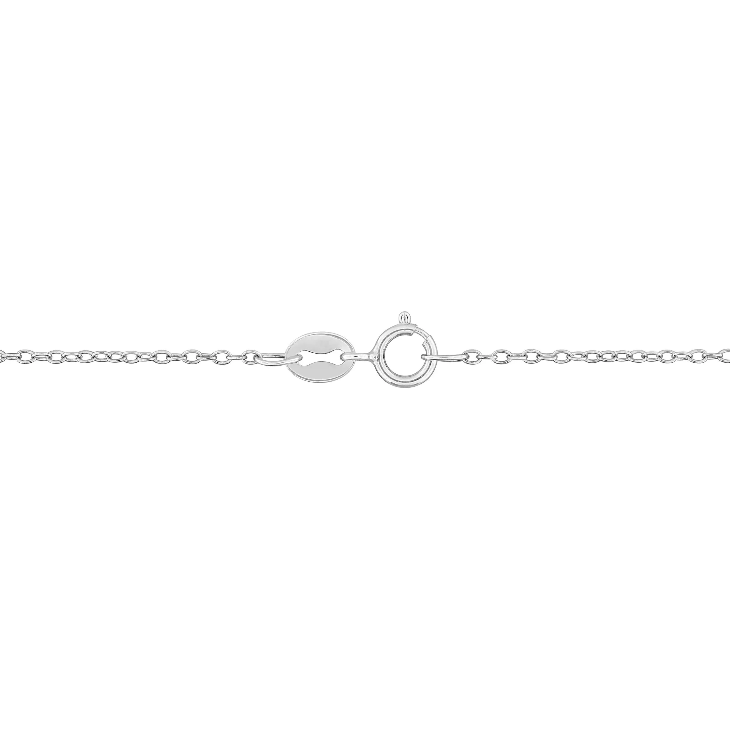 Lab Created Emerald Solitaire Pendant Necklace .925 Sterling Silver White Size 18" - Image 2
