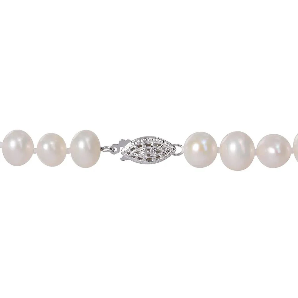 Cultured Freshwater Pearl Necklace .925 Sterling Silver White Size 7.5-8mm - Image 3