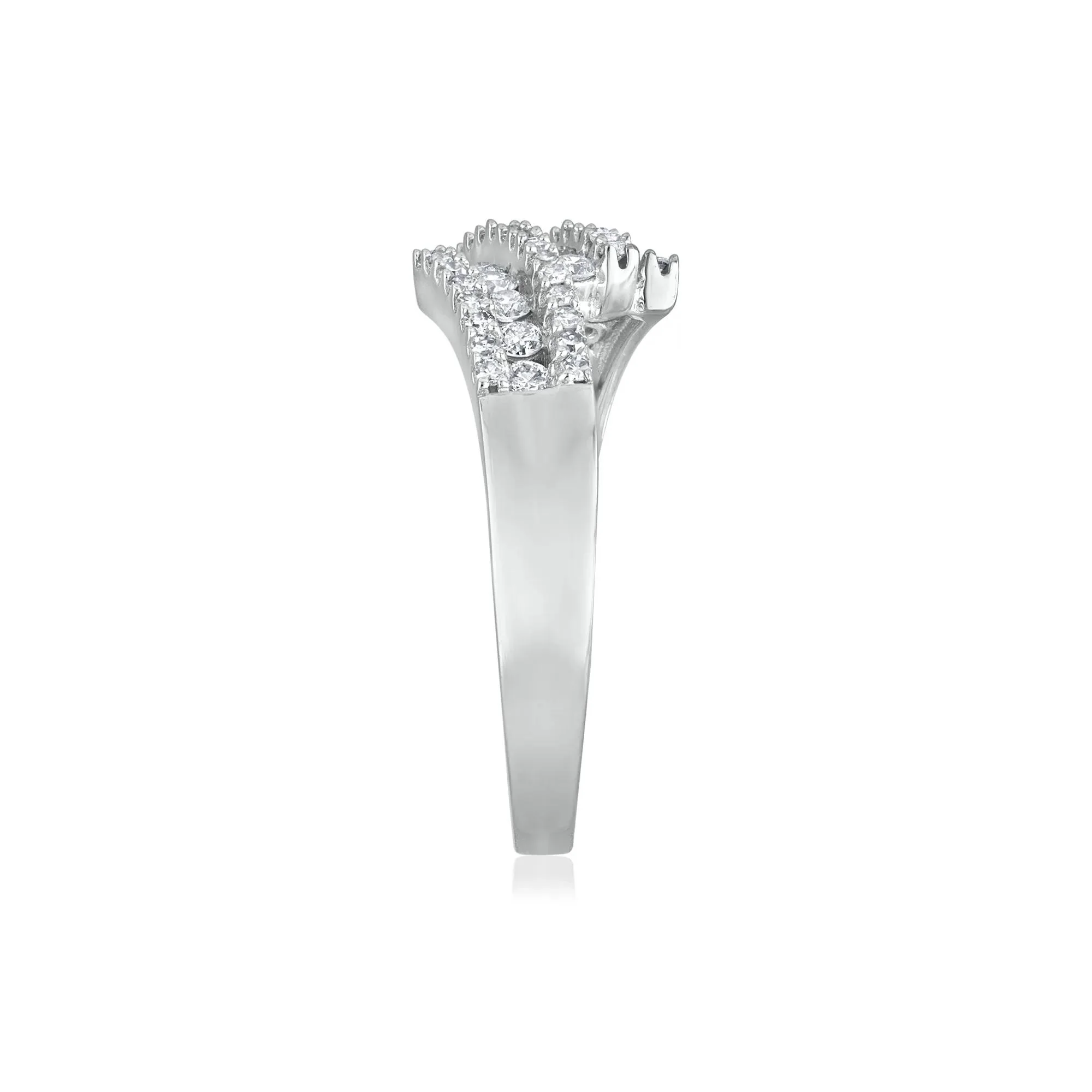1/2 CT. Tw. Diamond Tilt Ring 14K White Gold Round Brilliant Cut Size 6.5 2.5mm - Image 3
