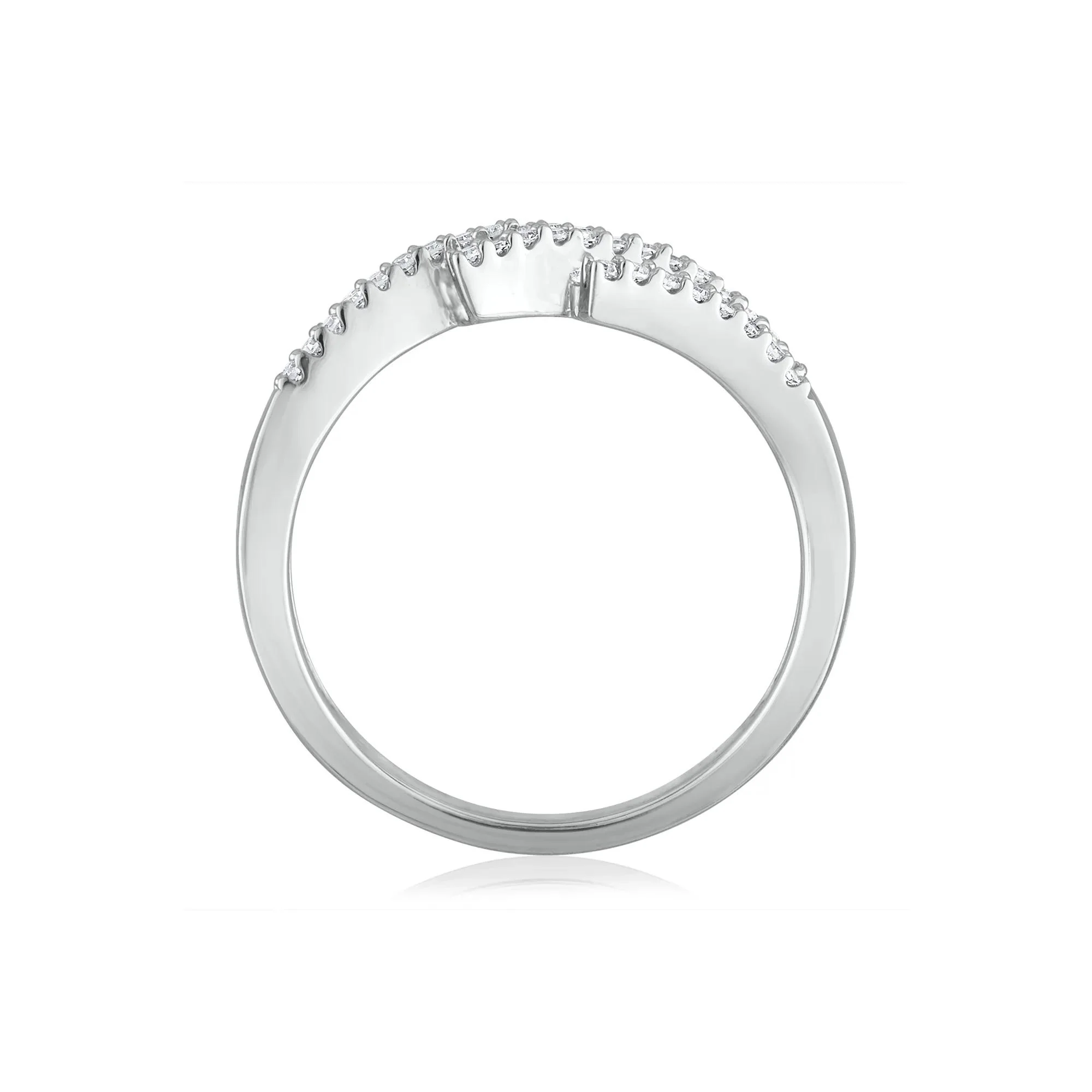 1/2 CT. Tw. Diamond Tilt Ring 14K White Gold Round Brilliant Cut Size 8.5 2.5mm - Image 2
