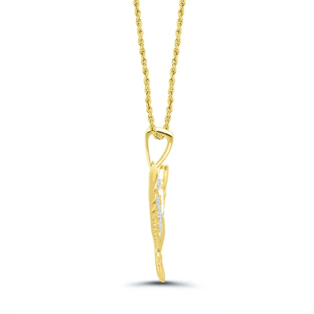 1/10 CT. Tw. Eagle Pendant Necklace with Diamonds 10K Yellow Gold Size 22" - Image 2
