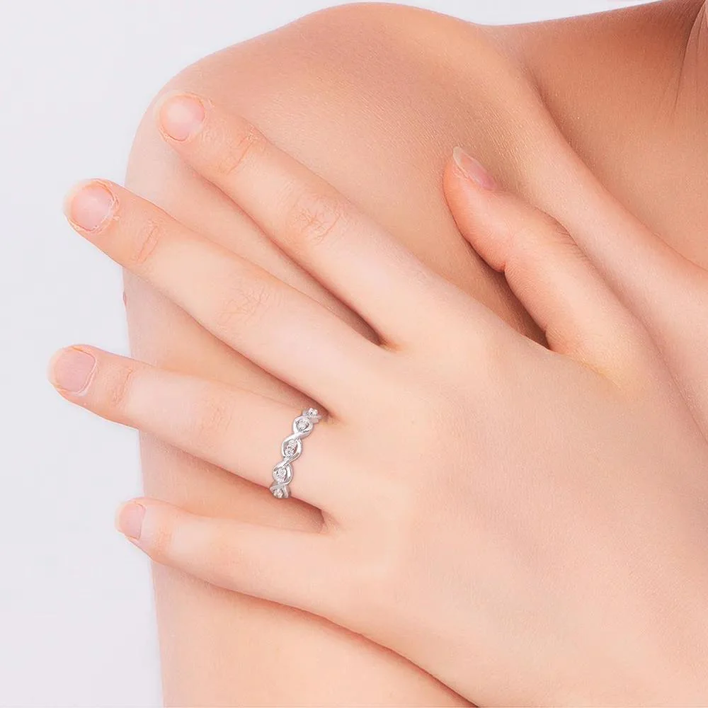 Moissanite Twist Ring .925 Sterling Silver (1/4 CT. Dew) Round Brilliant Cut White Size 5 - Image 5