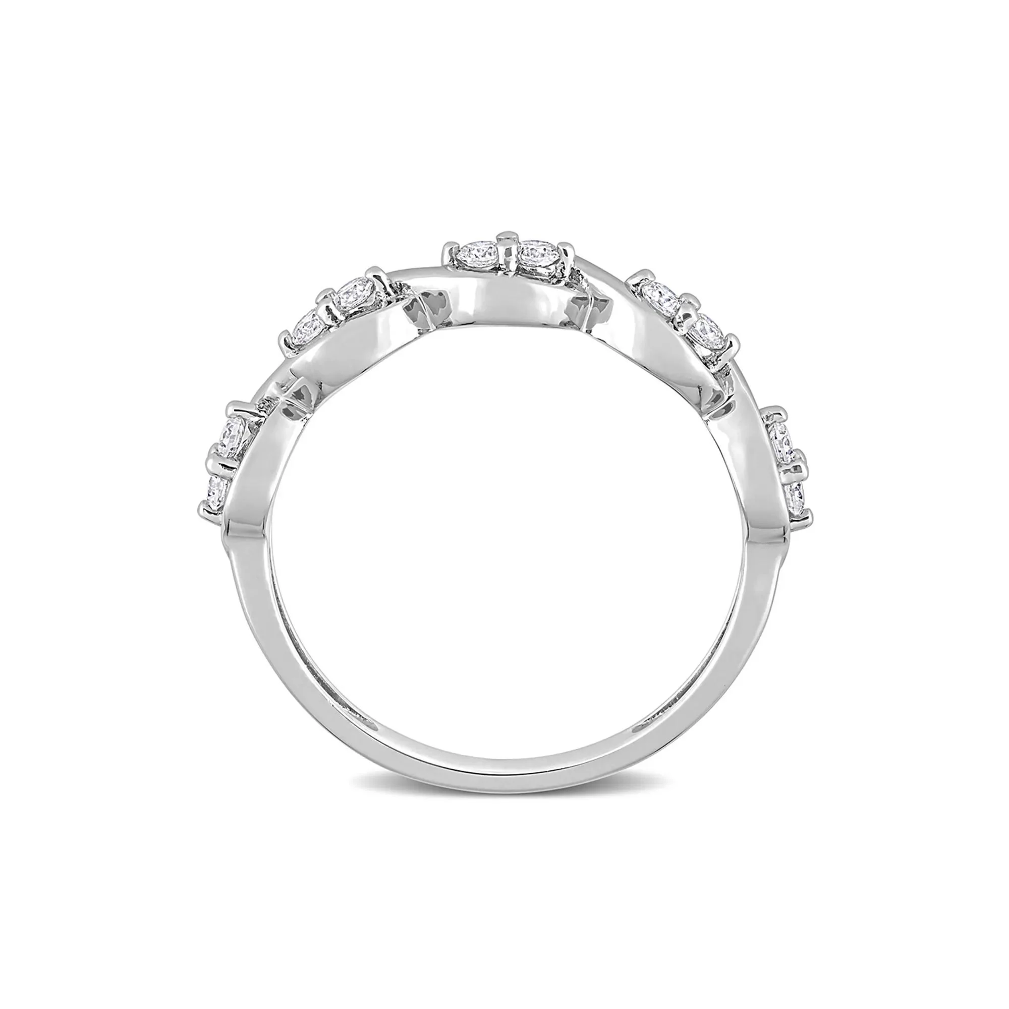 Moissanite Twist Ring .925 Sterling Silver (1/4 CT. Dew) Round Brilliant Cut White Size 7 - Image 2