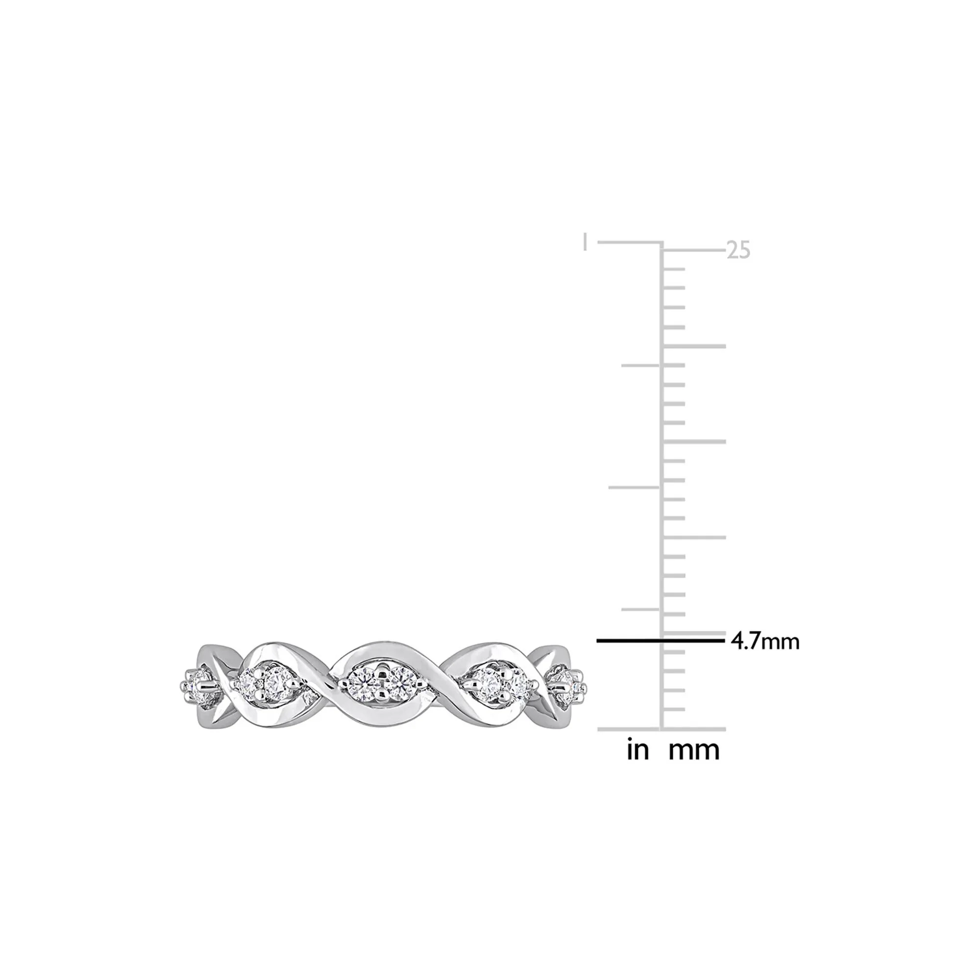 Moissanite Twist Ring .925 Sterling Silver (1/4 CT. Dew) Round Brilliant Cut White Size 7 - Image 4