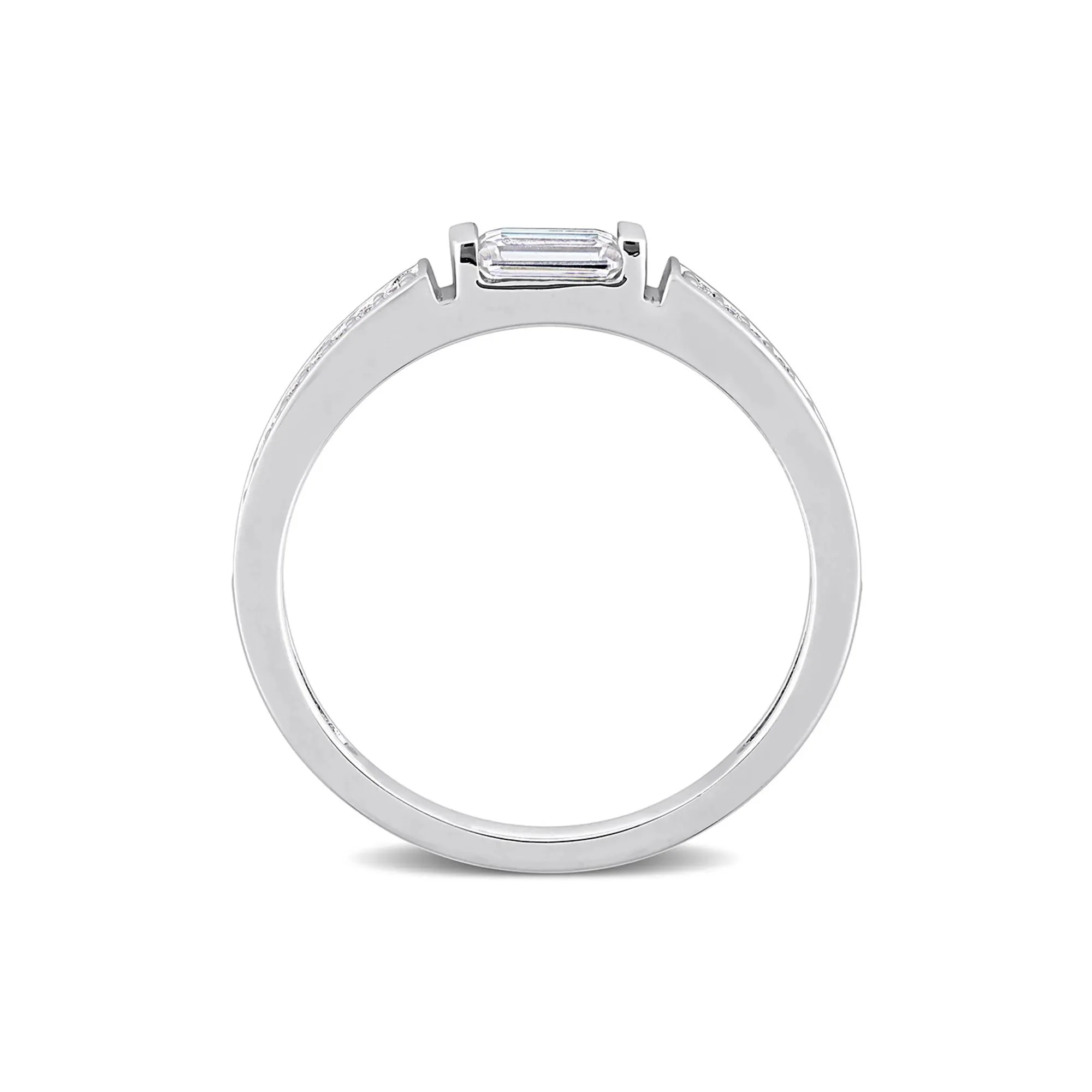 Baguette Moissanite Stacking Ring .925 Sterling Silver (3/8 CT. Dew) White Size 5 - Image 2