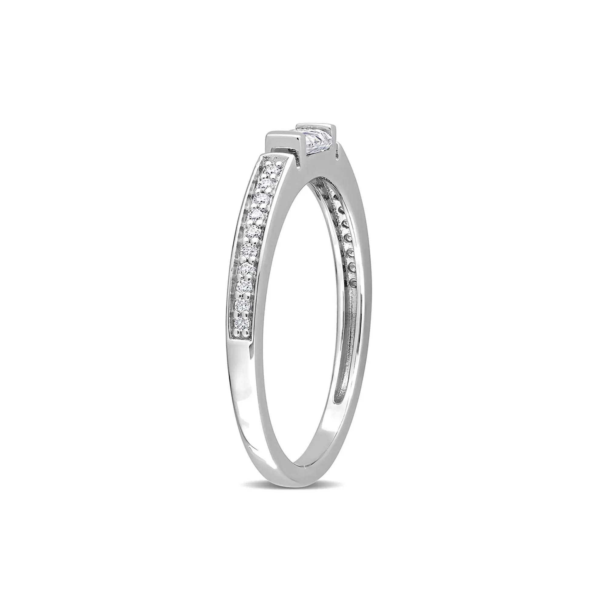 Baguette Moissanite Stacking Ring .925 Sterling Silver (3/8 CT. Dew) White Size 9 - Image 3