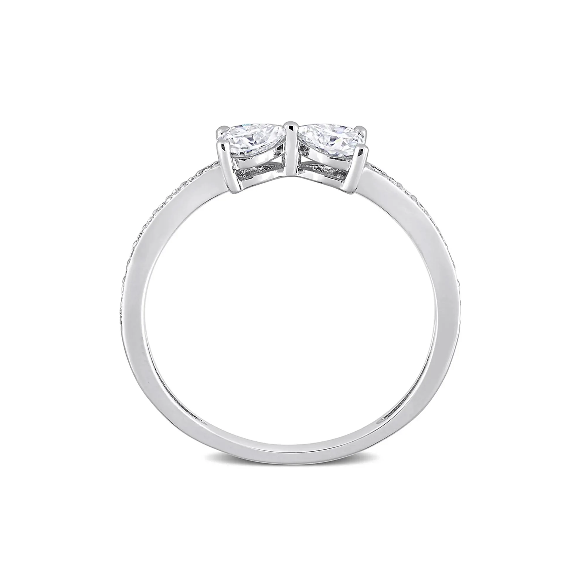 Heart-Shaped Moissanite Stacking Ring with Bow Design .925 Sterling Silver (3/5 CT. Dew) White Size 6 - Image 2