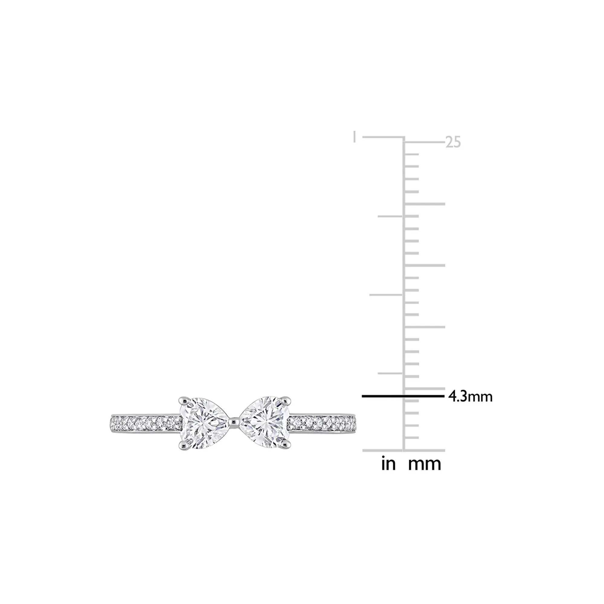 Heart-Shaped Moissanite Stacking Ring with Bow Design .925 Sterling Silver (3/5 CT. Dew) White Size 9 - Image 4