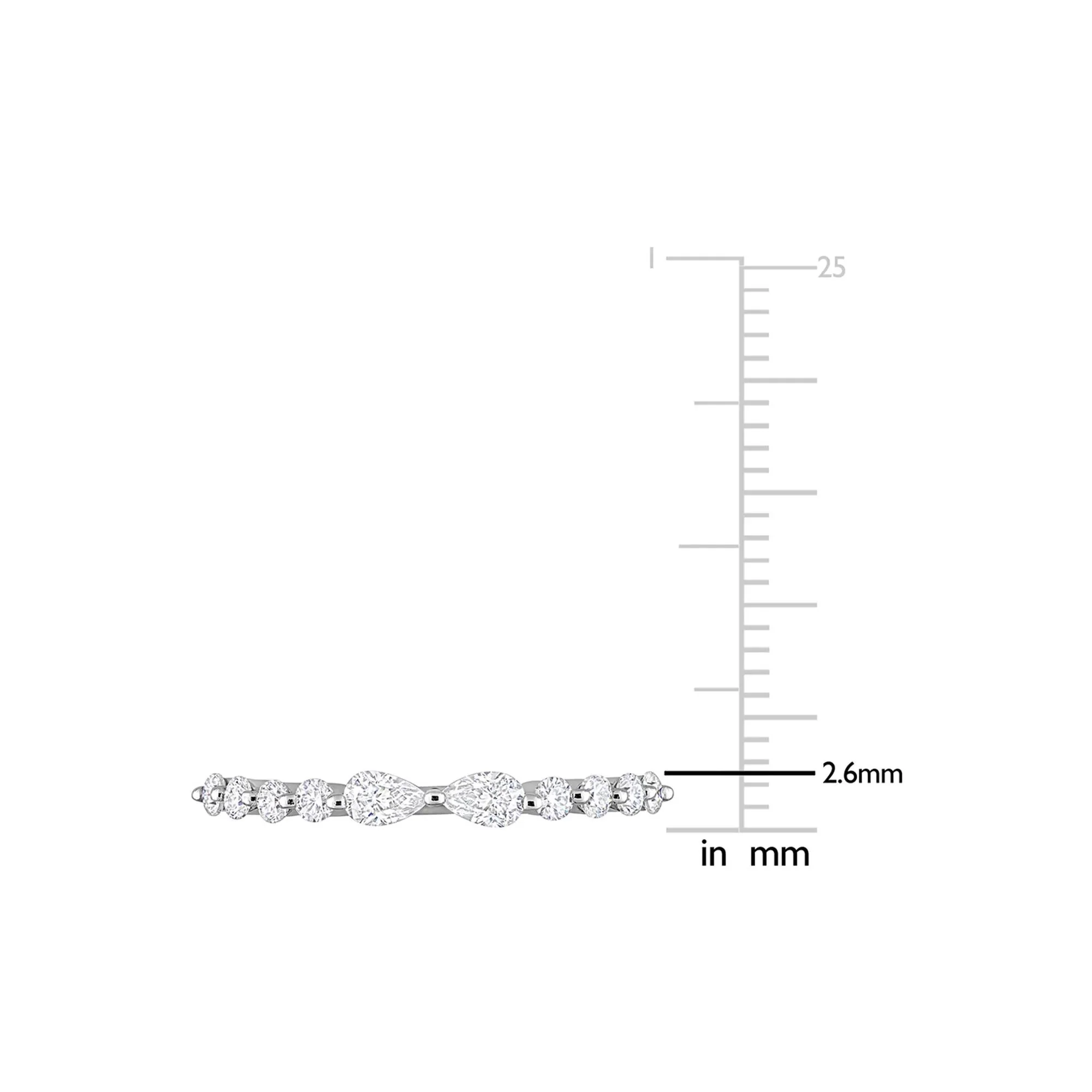 Pear-Shaped Moissanite Stacking Ring .925 Sterling Silver (2/5 CT. Dew) White Size 9 - Image 4