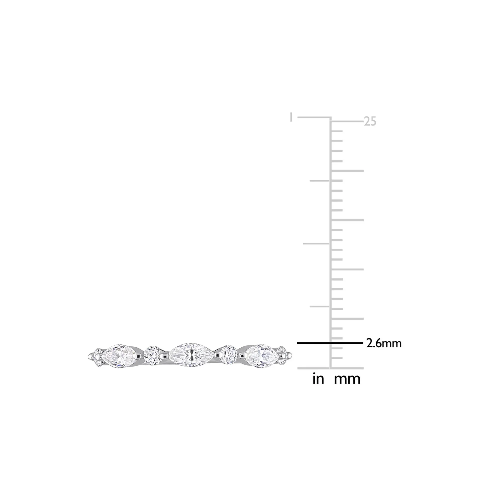Marquise Moissanite Stacking Ring .925 Sterling Silver (1/2 CT. Dew) White Size 5 - Image 4