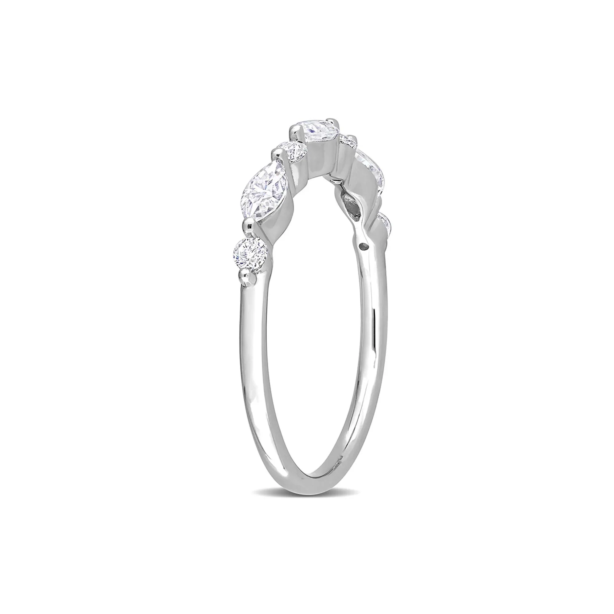 Marquise Moissanite Stacking Ring .925 Sterling Silver (1/2 CT. Dew) White Size 6 - Image 3
