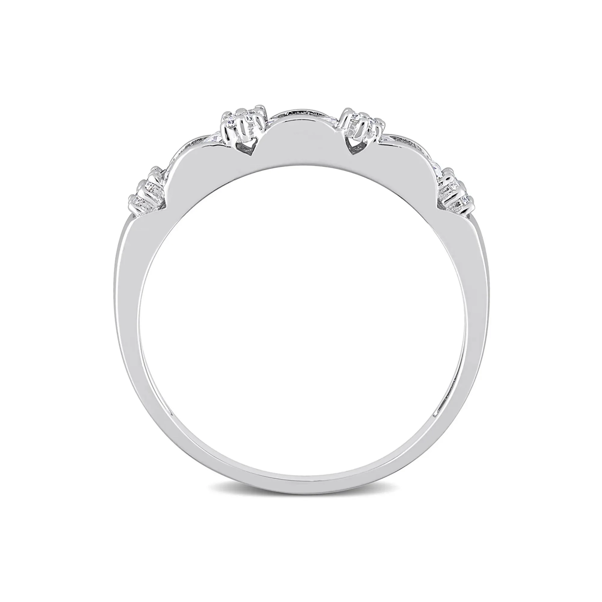 Three-Stone Moissanite Stacking Ring .925 Sterling Silver (2/5 CT. Dew) Round Brilliant Cut White Size 7 - Image 2