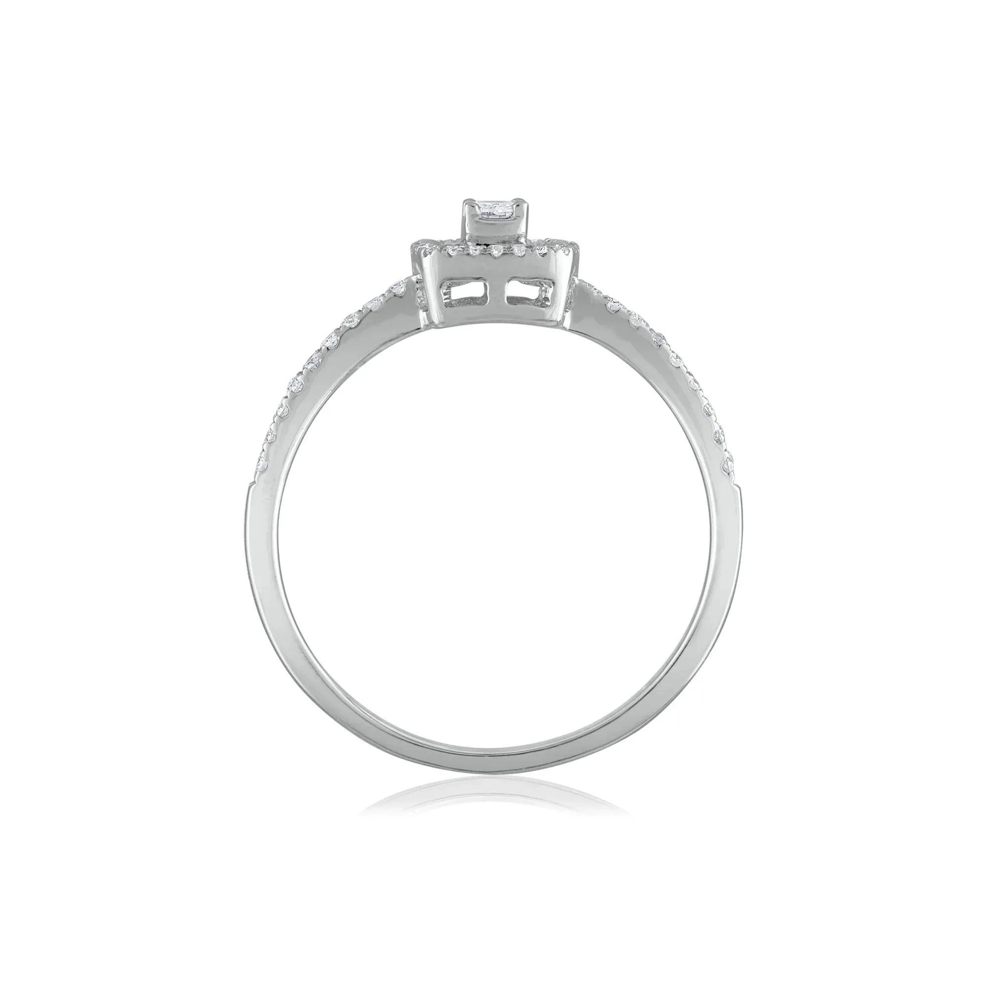 1/4 CT. Tw. Round and Baguette Diamond Promise Ring 14K White Gold Round Brilliant Cut Size 6.5 1.5mm - Image 2