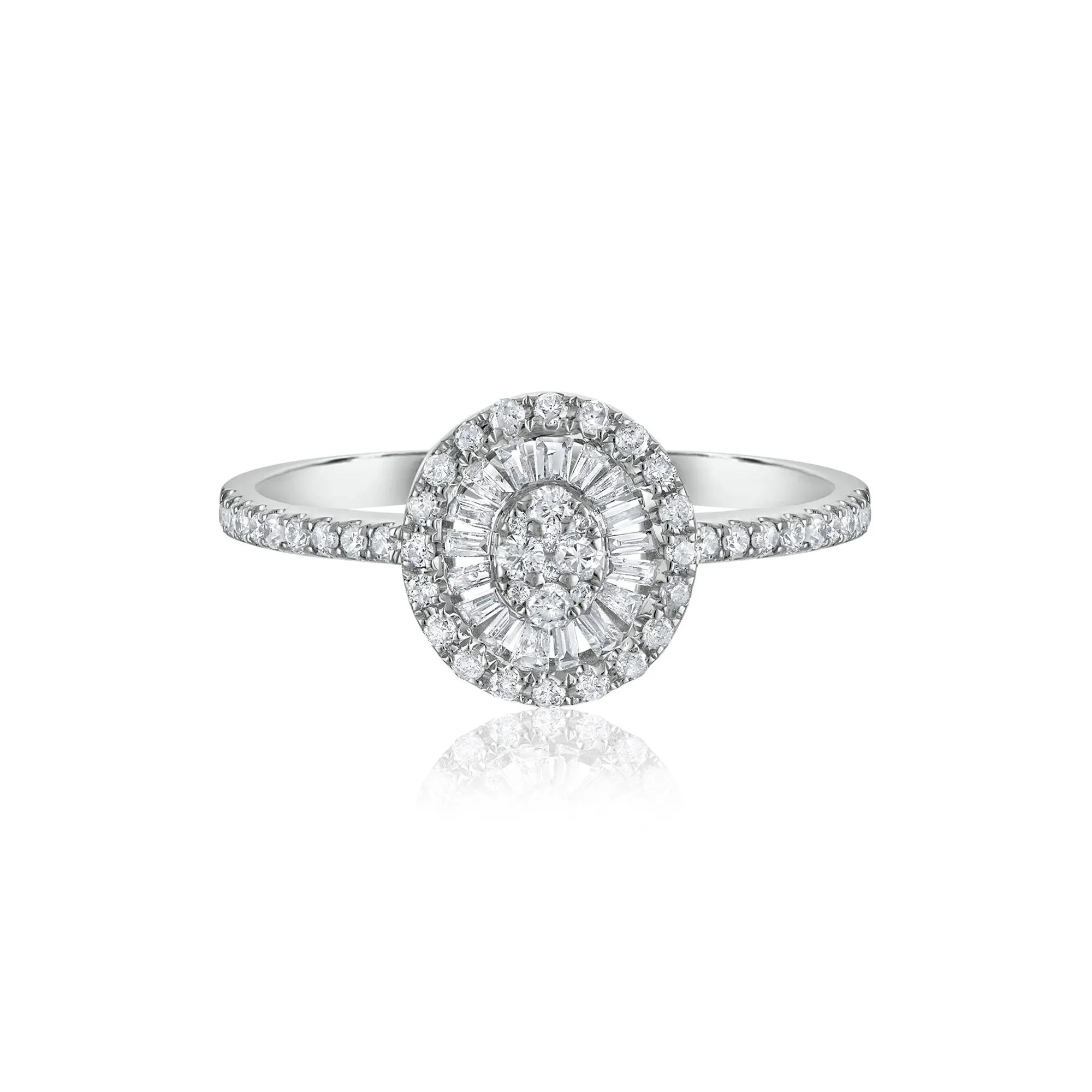 3/8 CT. Tw. Diamond Engagement Ring 14K White Gold Round Brilliant Cut Size 8.5 1.5mm