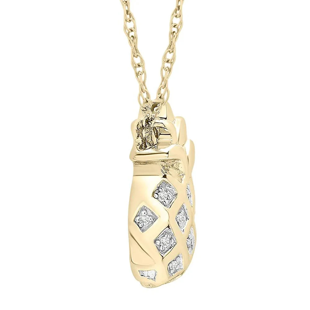 Pineapple Pendant Necklace with Diamond Accents 10K Yellow Gold Size 18" - Image 2