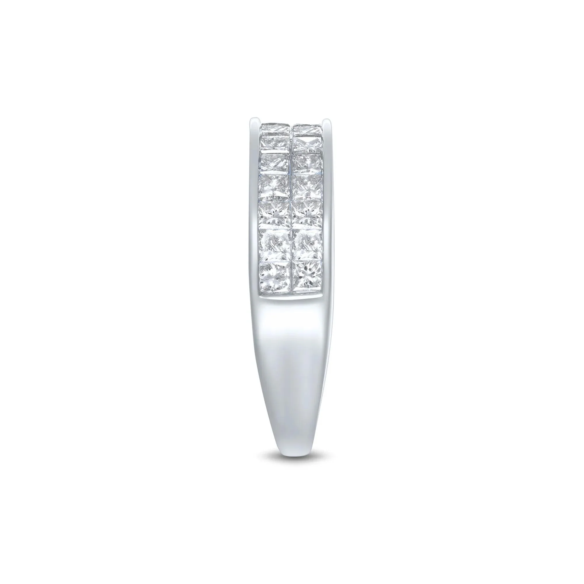 1/2 CT. Tw. Princess-Cut Diamond Double Row Band Ring 10K White Gold Size 7.5 1.5mm - Image 3