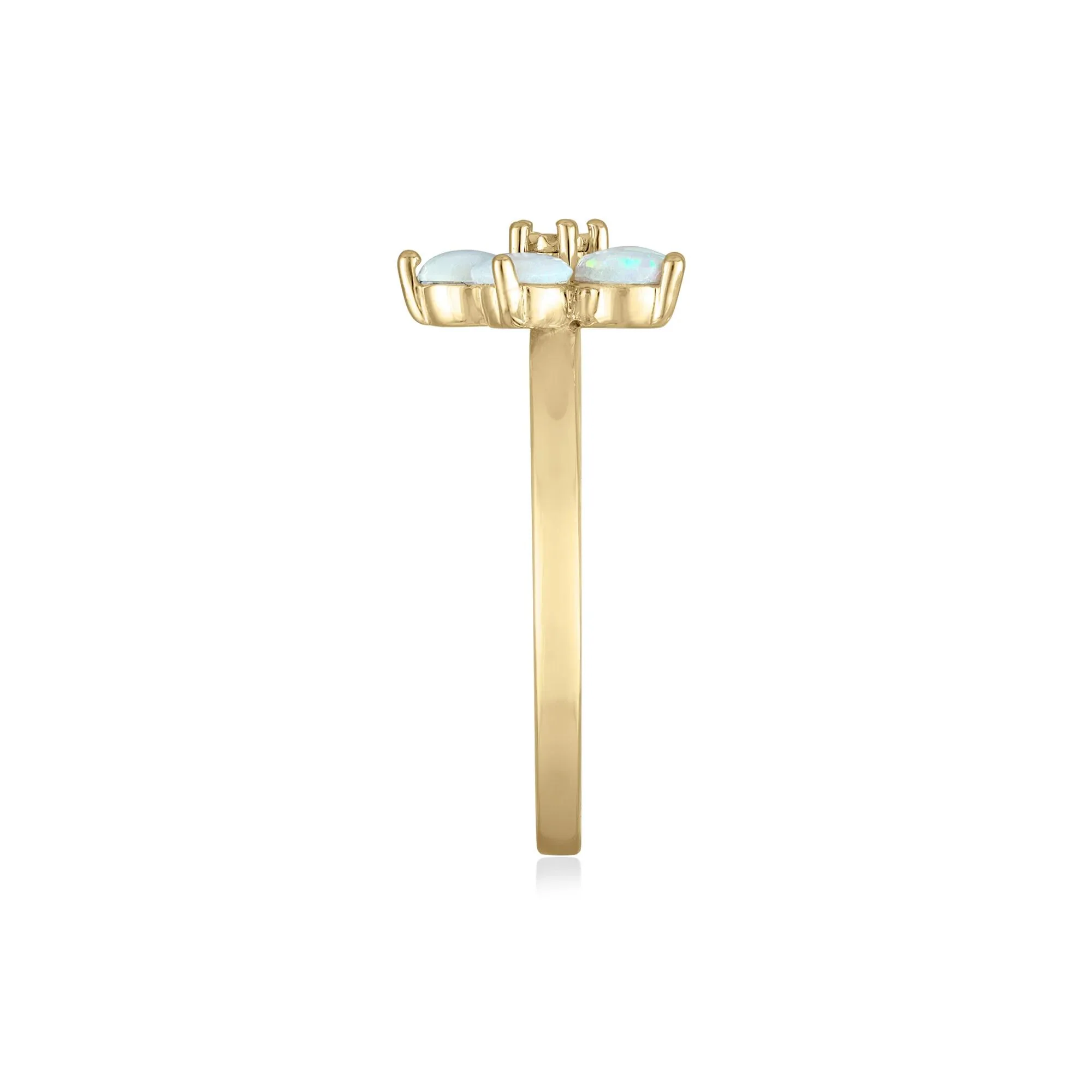 Opal & Diamond Accent Flower Ring 14K Yellow Gold Size 7 2mm - Image 3