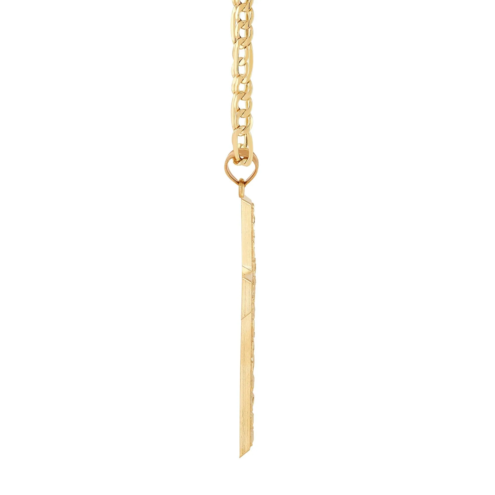 Nugget Cross Pendant Necklace 10K Yellow Gold Size 22" - Image 2