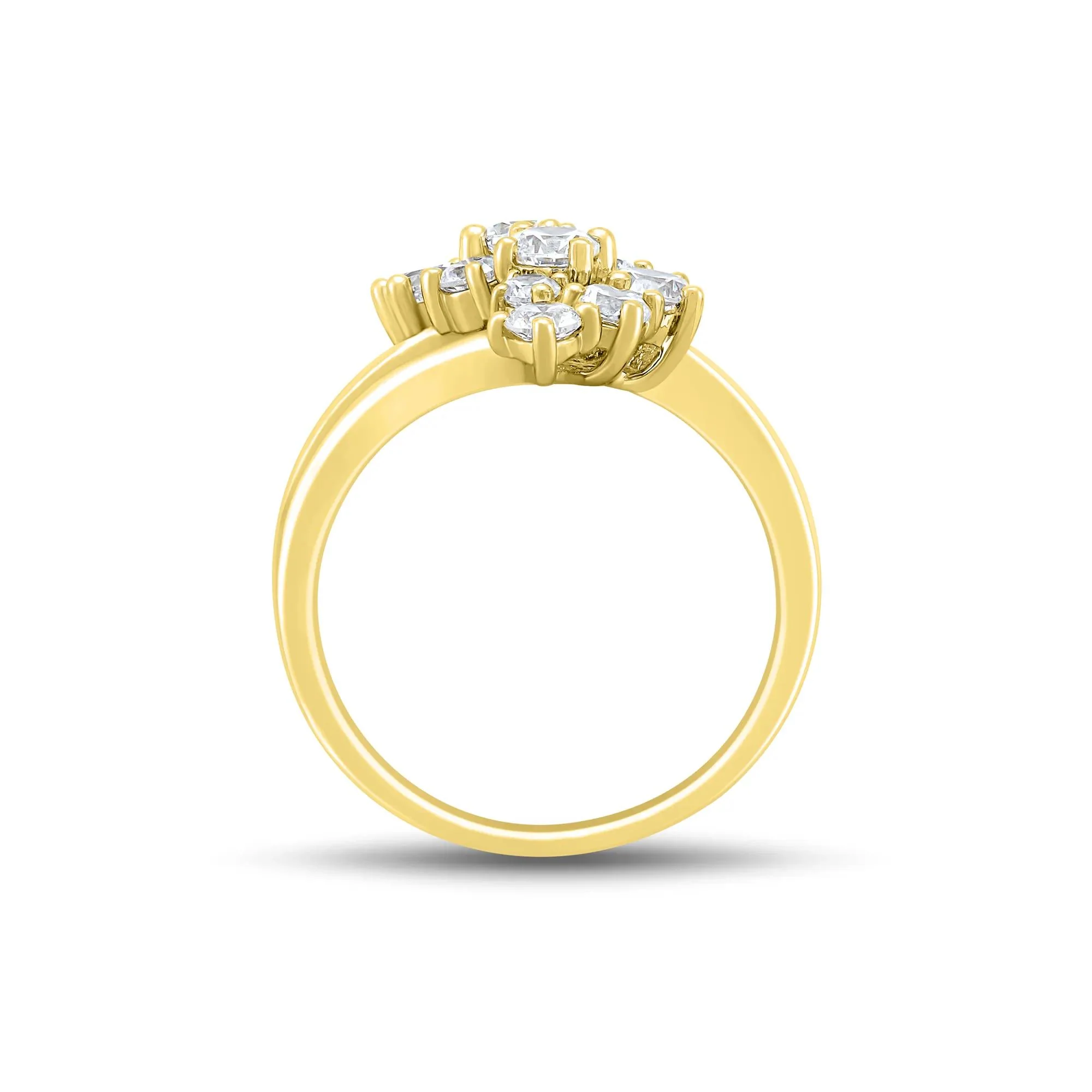1/2 CT. Tw. Lab Grown Diamond Journey Cluster Ring 10K Yellow Gold Round Brilliant Cut Size 8.5 1mm - Image 2