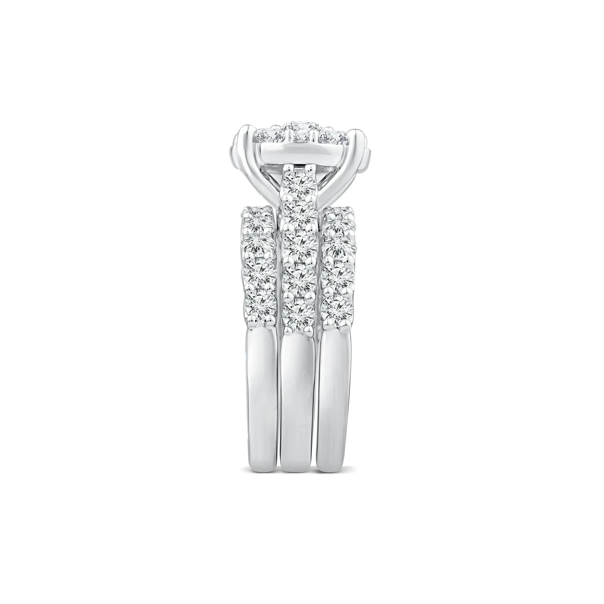 4 CT. Tw. Diamond Composite Center Bridal Set 10K White Gold Ring Round Brilliant Cut Size 7 - Image 3