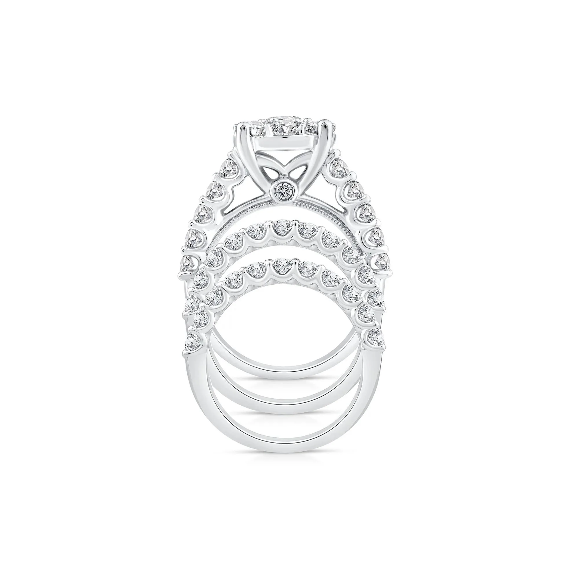4 CT. Tw. Diamond Composite Center Bridal Set 10K White Gold Ring Round Brilliant Cut Size 9 - Image 2