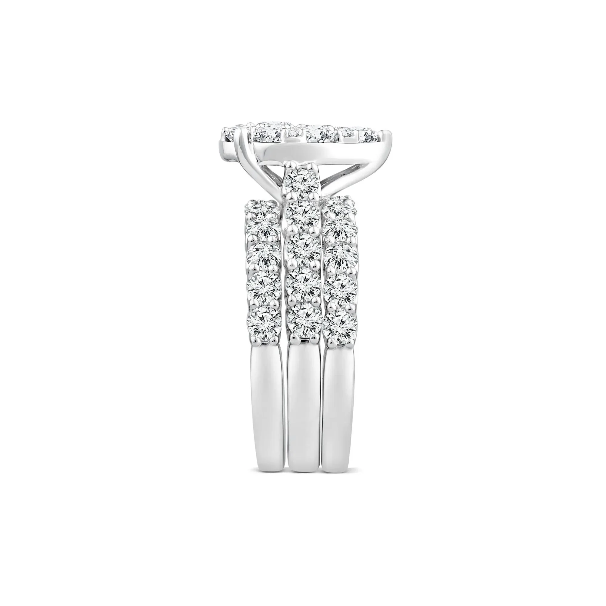 4 CT. Tw. Pear-Shaped Composite Center Diamond Bridal Set 10K White Gold Ring Round Brilliant Cut Size 6 - Image 3