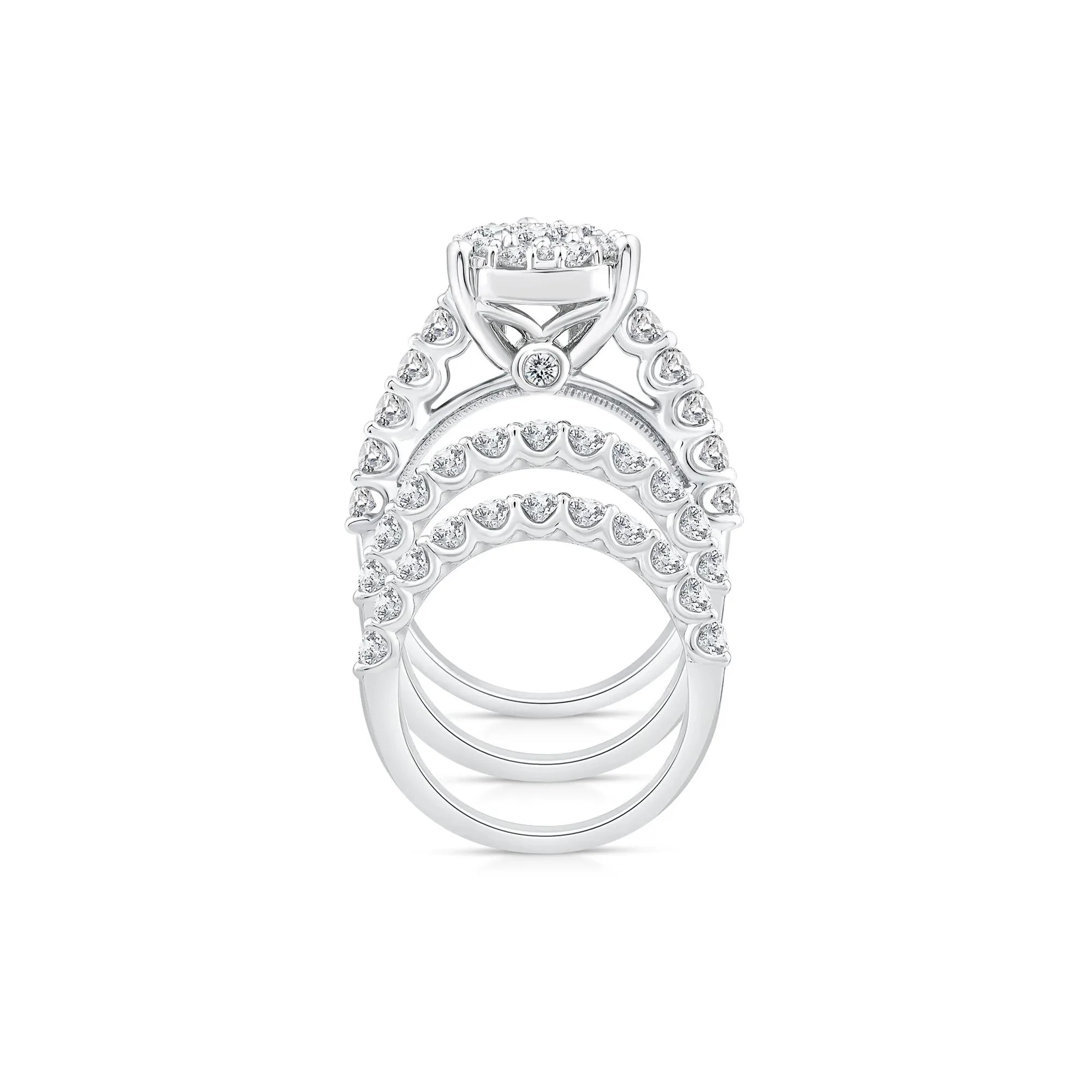 4 CT. Tw. Pear-Shaped Composite Center Diamond Bridal Set 10K White Gold Ring Round Brilliant Cut Size 8.5 - Image 2