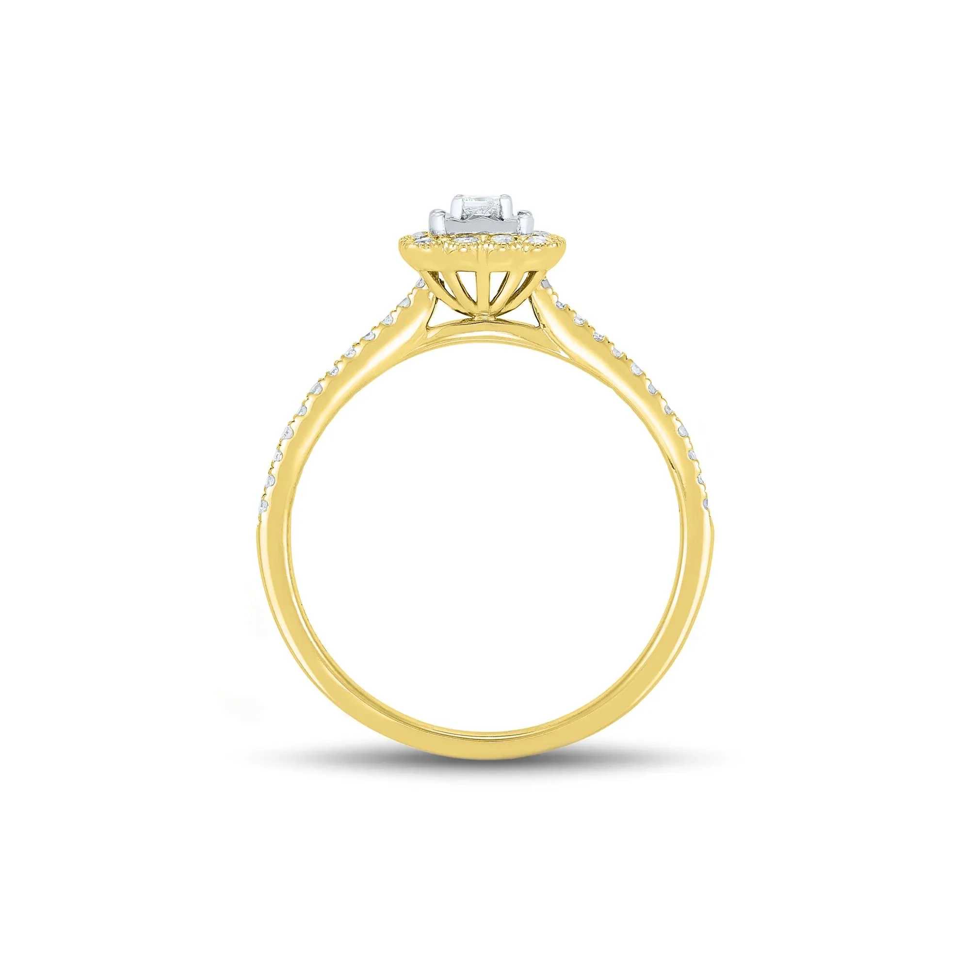1/4 CT. Tw. Diamond Promise Ring 10K Yellow Gold Round Brilliant Cut Size 7.5 1mm - Image 2