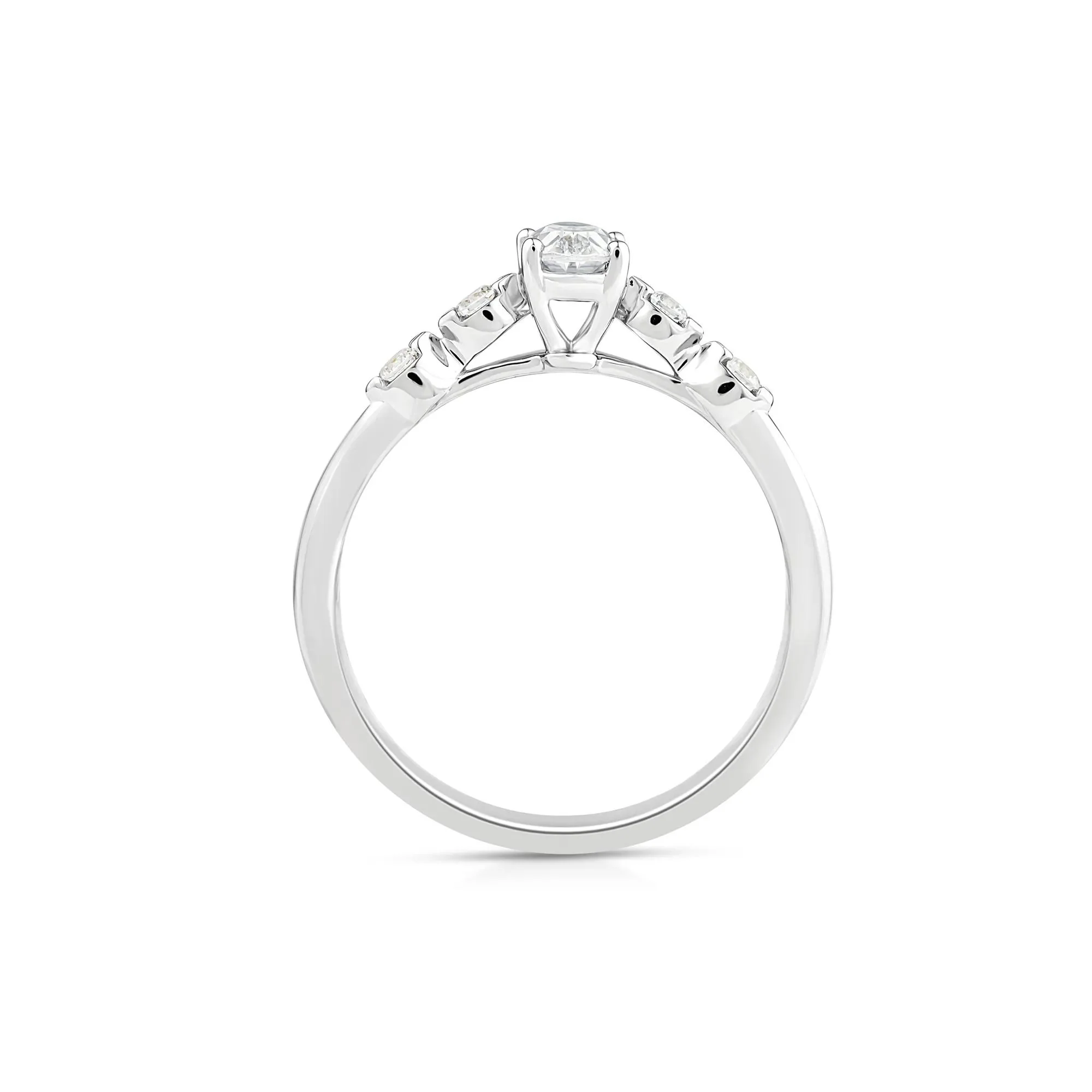 1/2 CT. Tw. Lab Grown Diamond Oval Promise Ring 10K White Gold Round Brilliant Cut Size 7.5 - Image 2