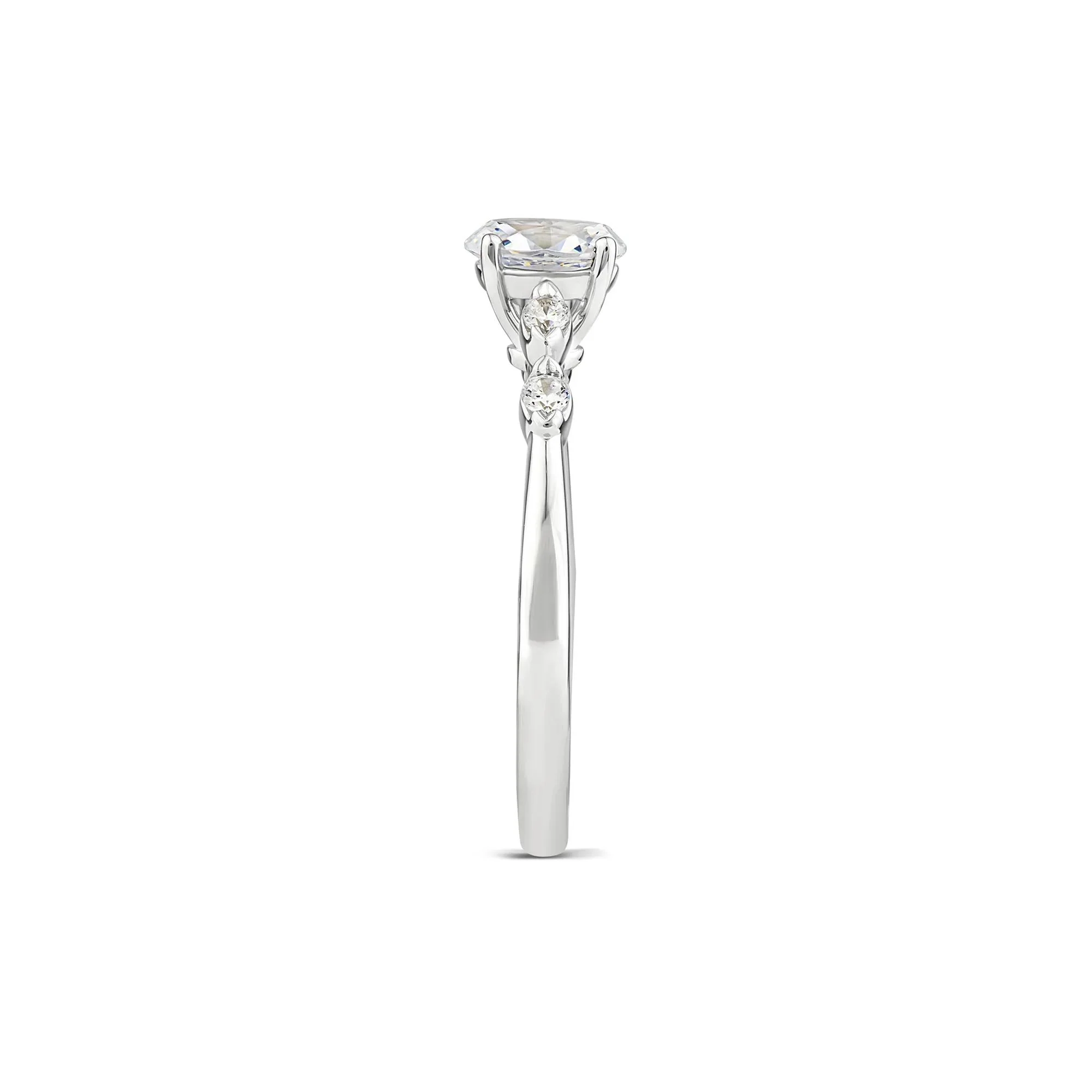 1/2 CT. Tw. Lab Grown Diamond Oval Promise Ring 10K White Gold Round Brilliant Cut Size 8 - Image 3
