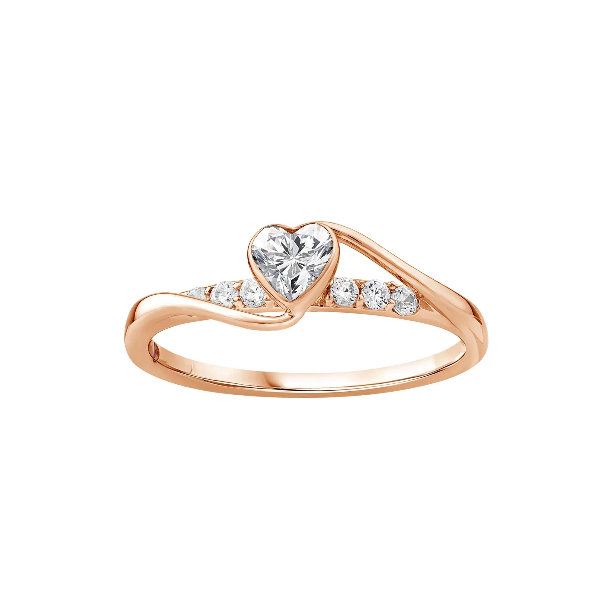 3/8 CT. Tw. Lab Grown Diamond Heart Ring 10K Rose Gold Size 6.5