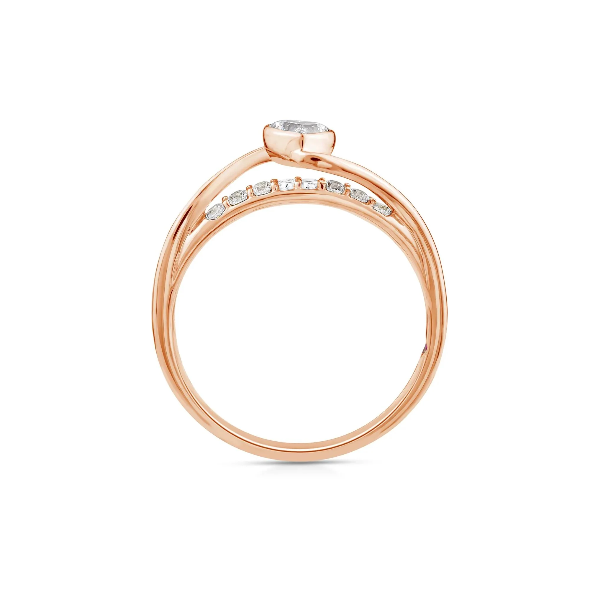 3/8 CT. Tw. Lab Grown Diamond Heart Ring 10K Rose Gold Size 7.5 - Image 2