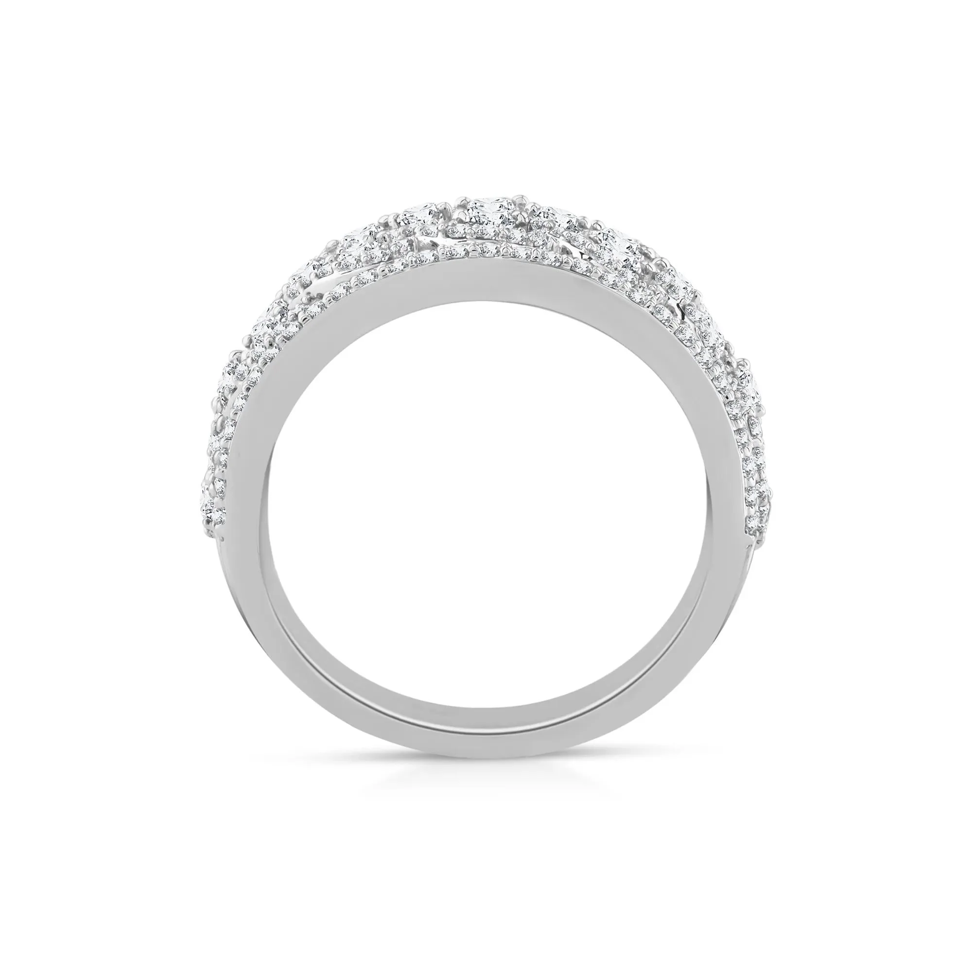 1/2 CT. Tw. Diamond Multi-Row Band Ring 14K White Gold Round Brilliant Cut Size 7.5 3.5mm - Image 2