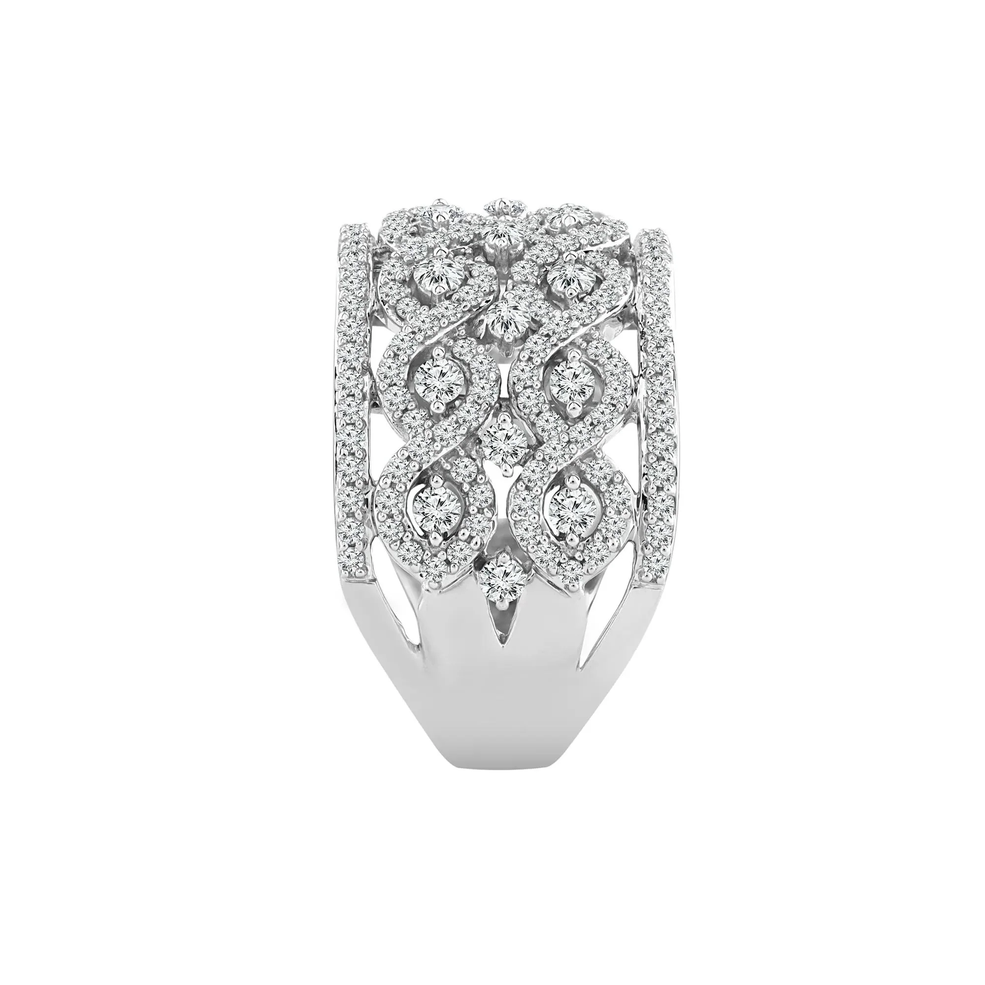 1/2 CT. Tw. Diamond Multi-Row Band Ring 14K White Gold Round Brilliant Cut Size 8 3.5mm - Image 3