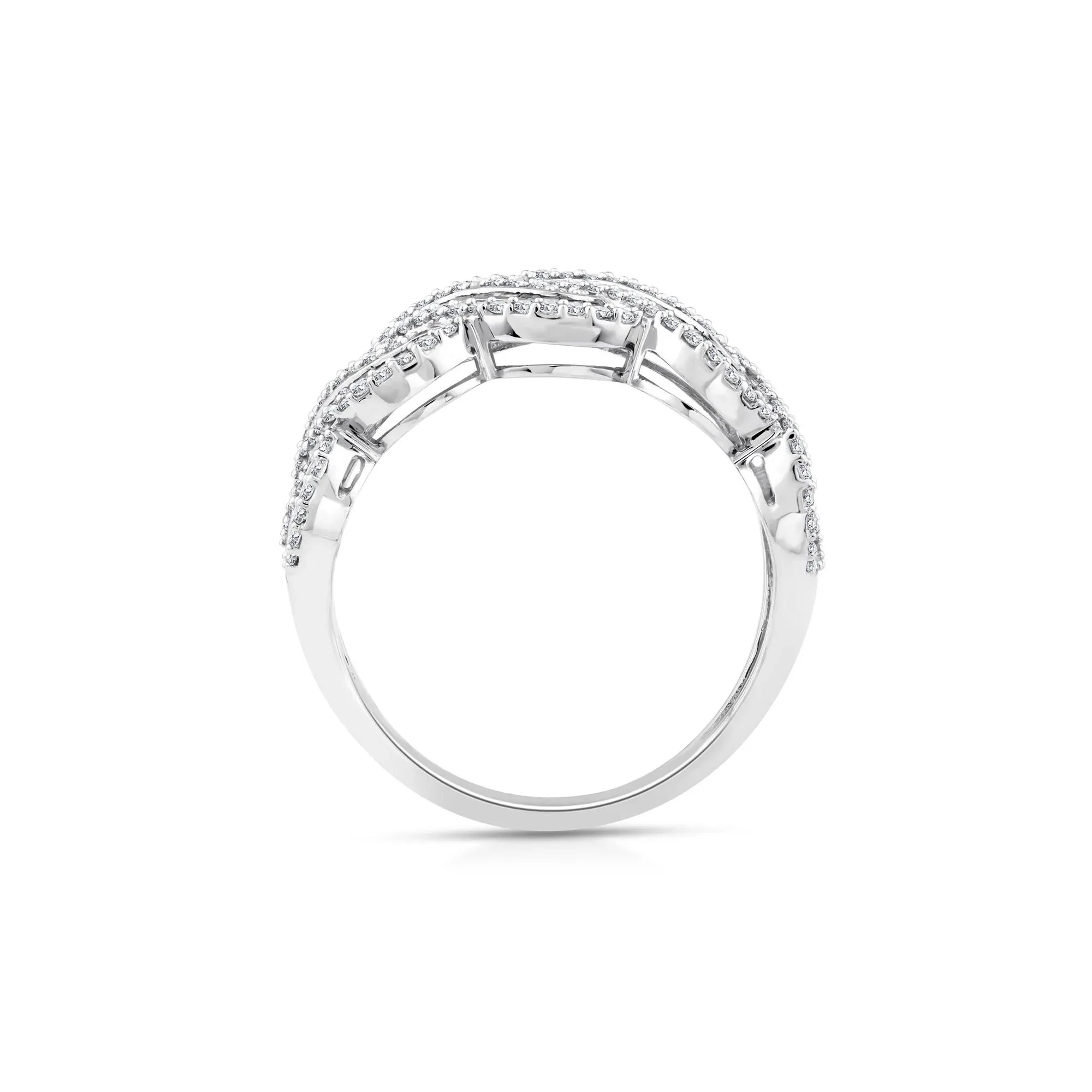 1 CT. Tw. Diamond Woven Band Ring 10K White Gold Size 7 3.5mm - Image 2