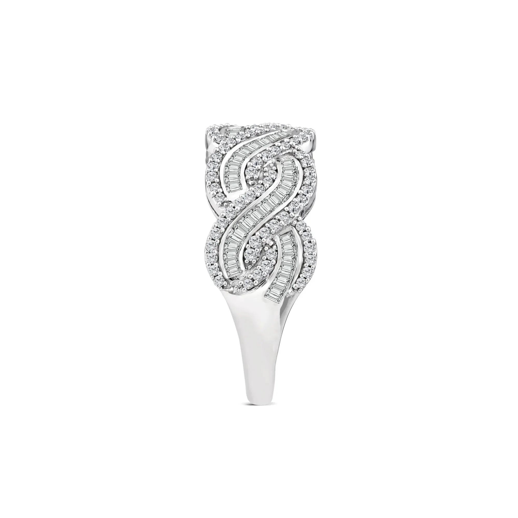 1 CT. Tw. Diamond Woven Band Ring 10K White Gold Size 9 3.5mm - Image 3