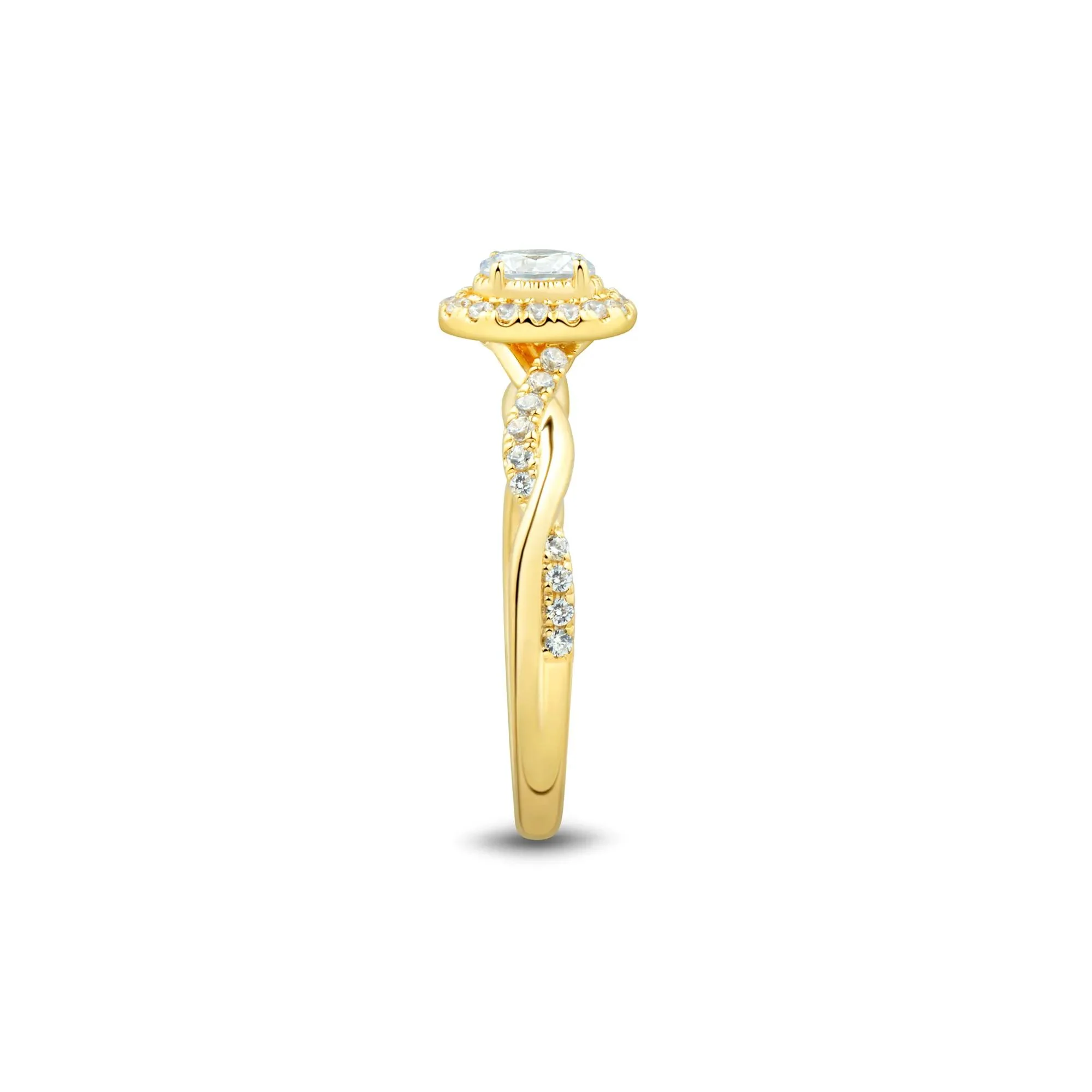 1/2 CT. Tw. Lab Grown Diamond Promise Ring 10K Yellow Gold Size 8 1mm - Image 3
