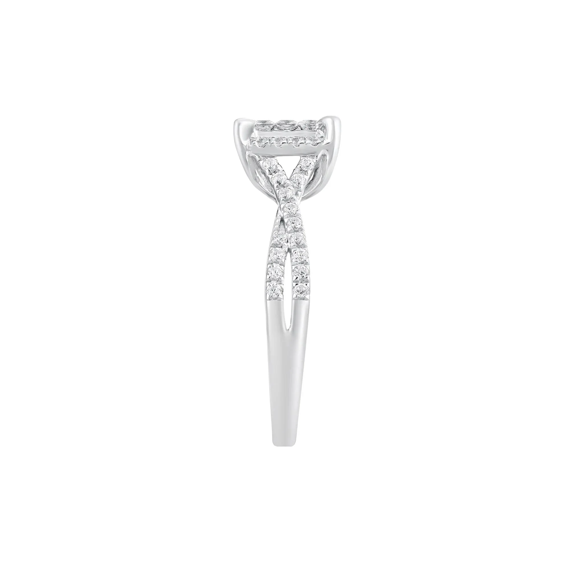 5/8 CT. Tw. Diamond Composite Engagement Ring 10K White Gold Round Brilliant Cut Size 6.5 - Image 3