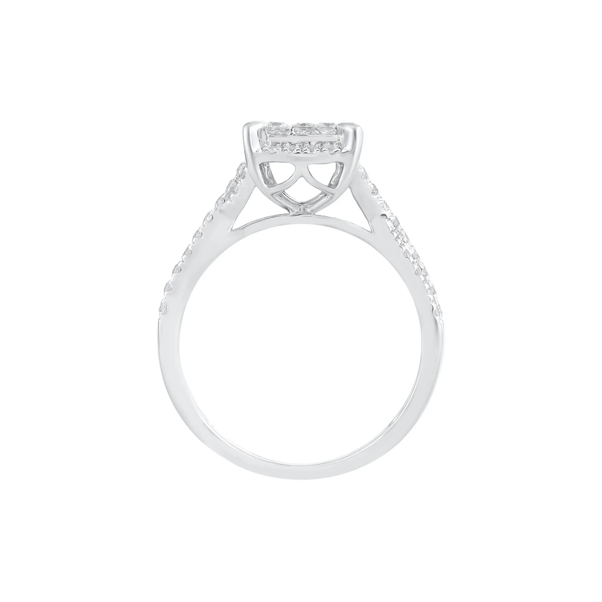 5/8 CT. Tw. Diamond Composite Engagement Ring 10K White Gold Round Brilliant Cut Size 7.5 - Image 2