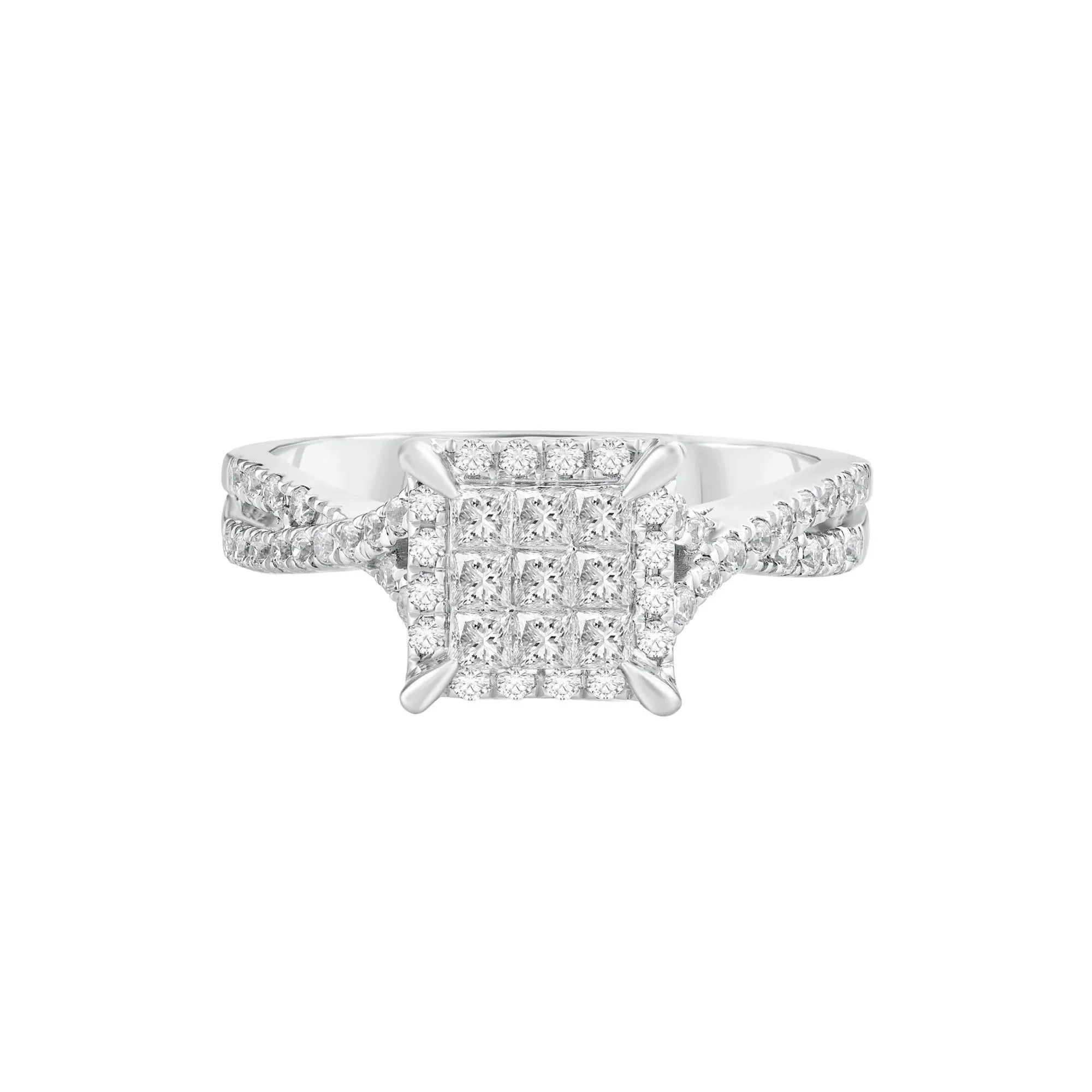 5/8 CT. Tw. Diamond Composite Engagement Ring 10K White Gold Round Brilliant Cut Size 8