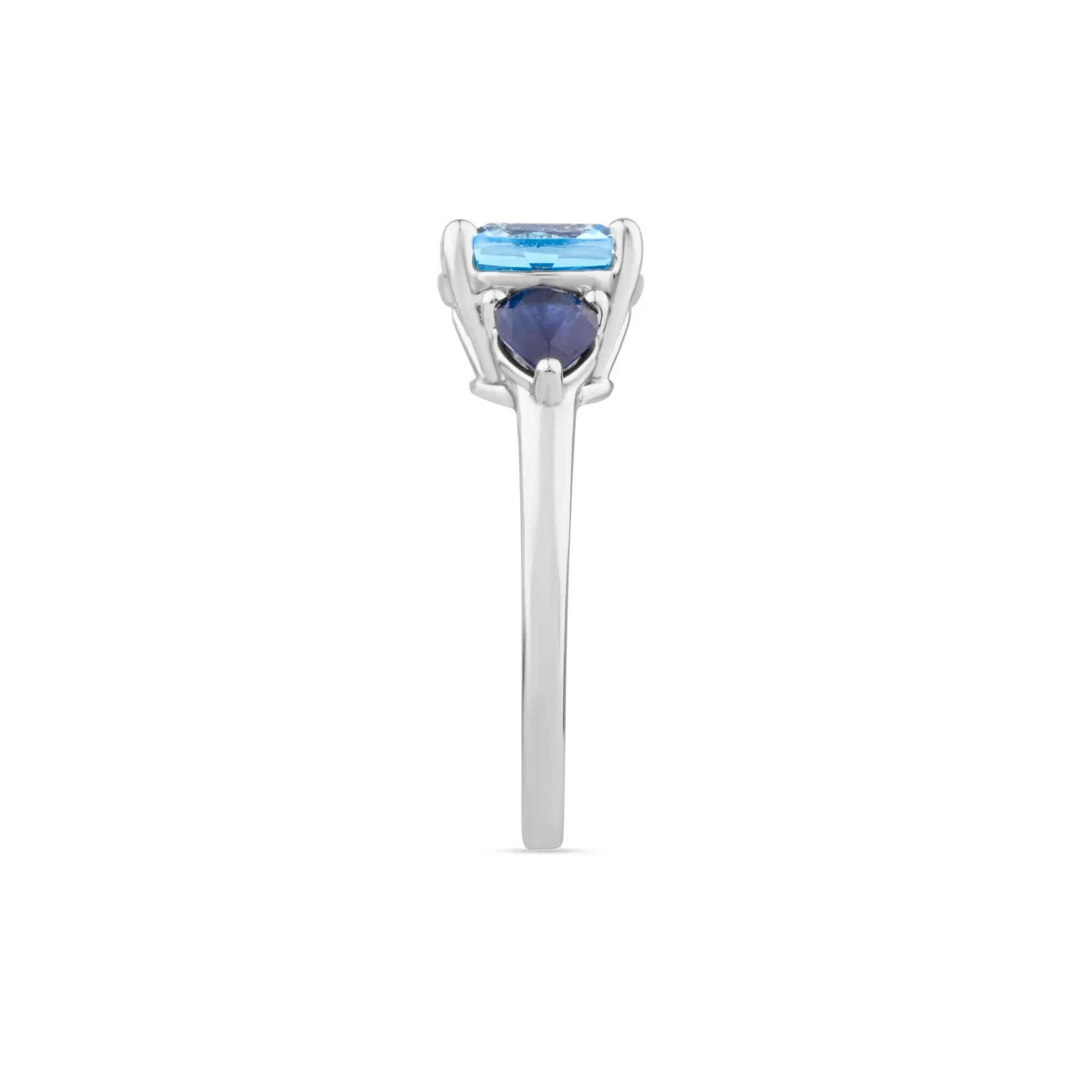 Blue Topaz and Blue Sapphire Ring 10K White Gold Size 6.5 - Image 3