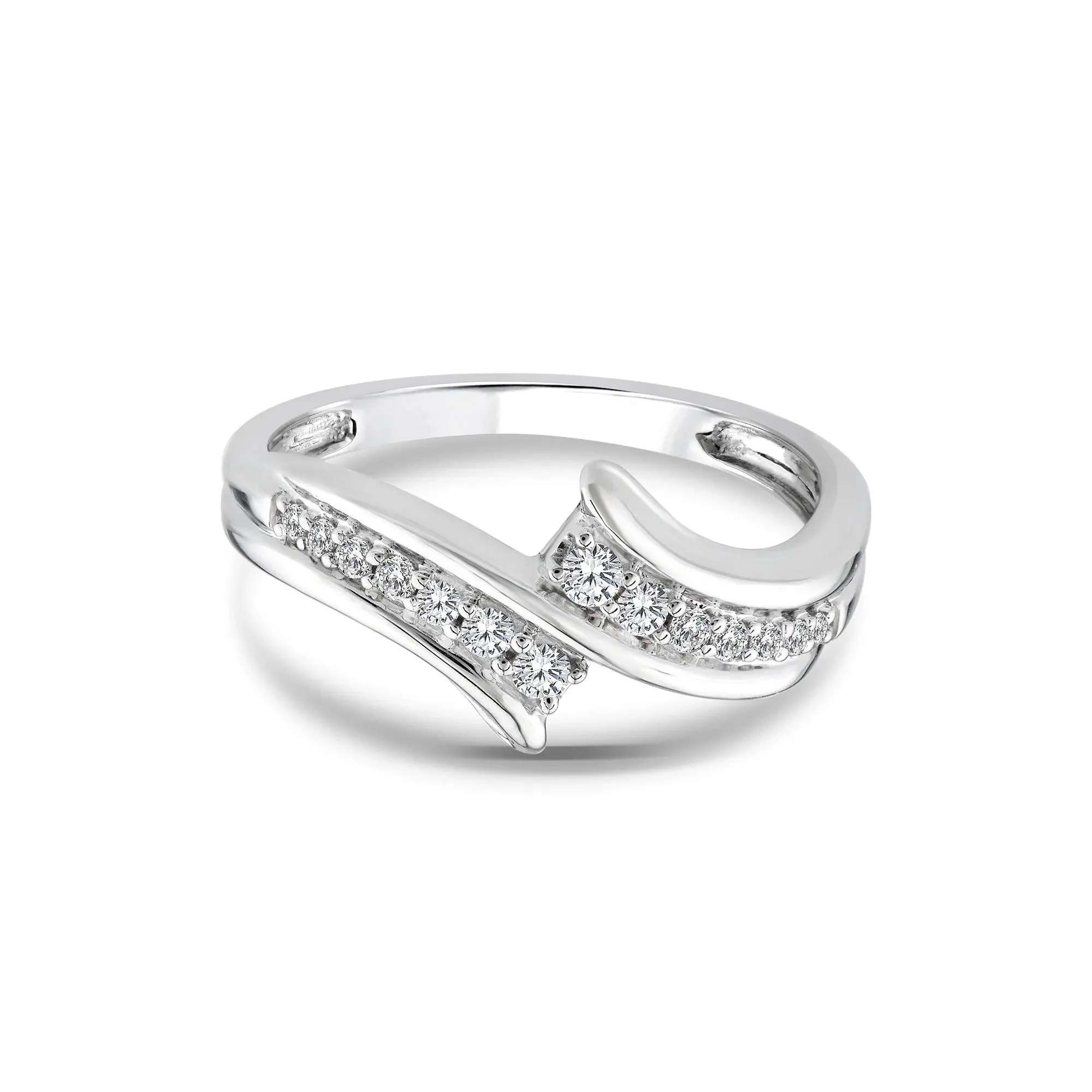 1/5 CT. Tw. Diamond Bypass Ring 10K White Gold Size 8 1.5mm