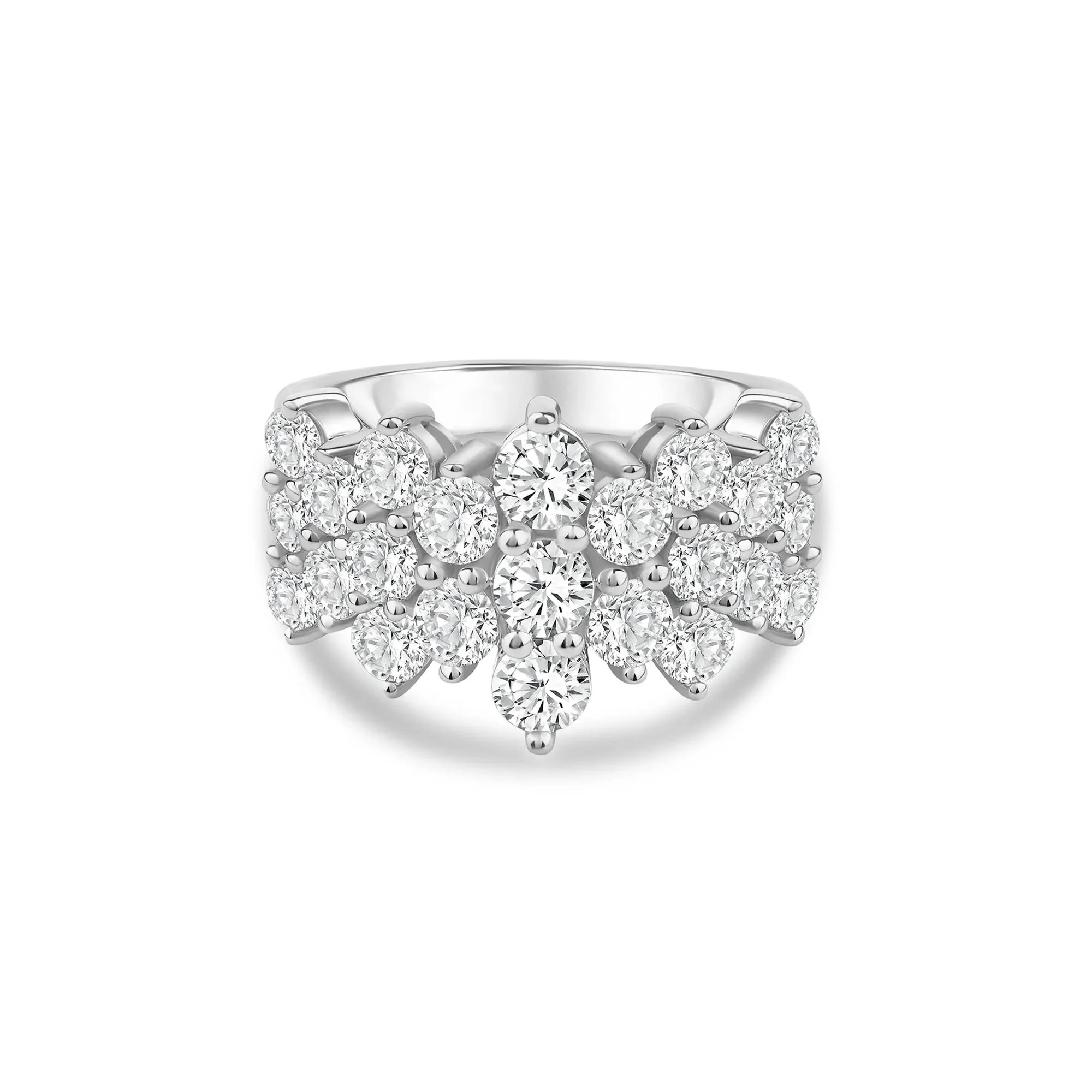 3 CT. Tw. Lab Grown Diamond Multi-Row Band Ring 10K White Gold Size 8 3mm