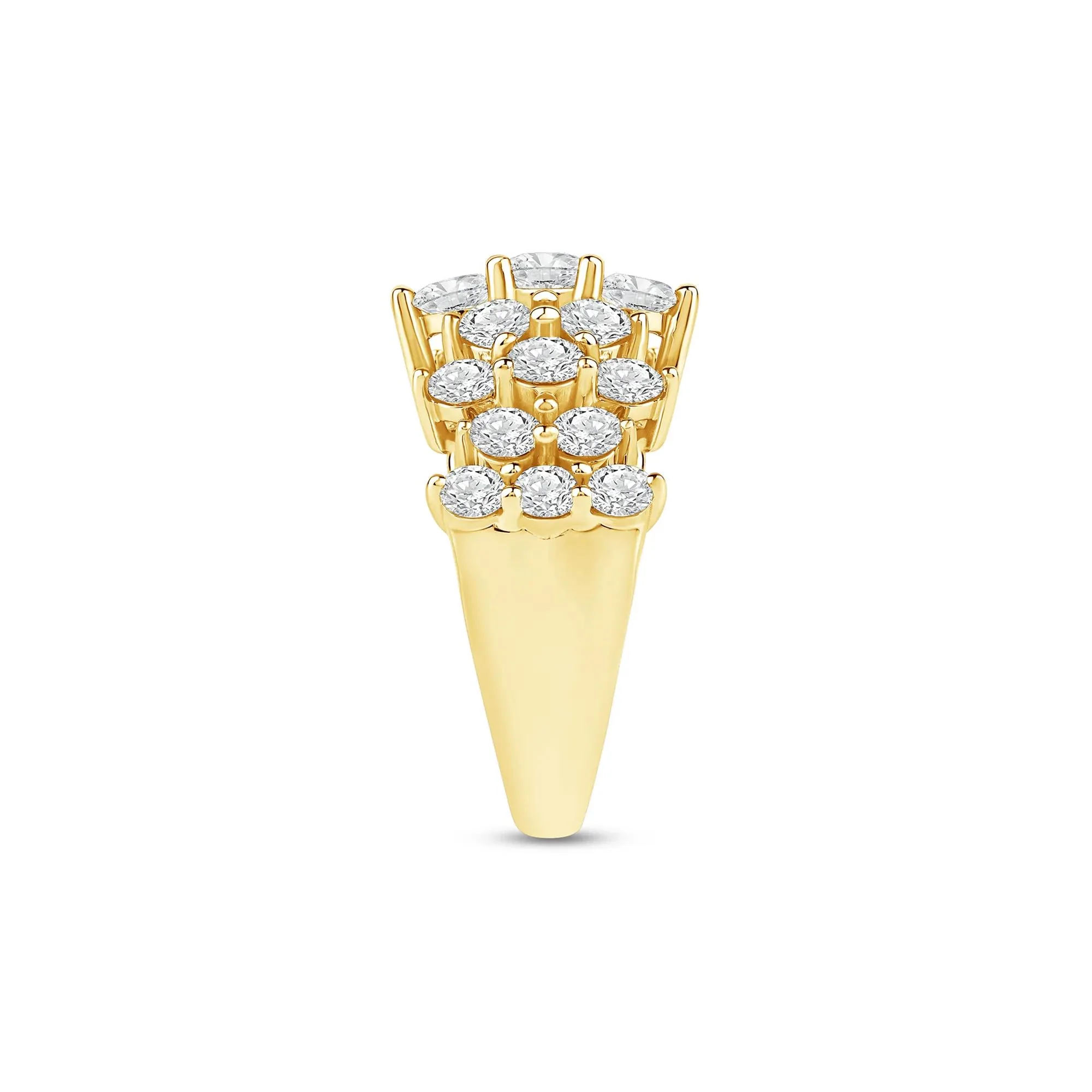 3 CT. Tw. Lab Grown Diamond Multi-Row Band Ring 10K Yellow Gold Size 6.5 3mm - Image 3