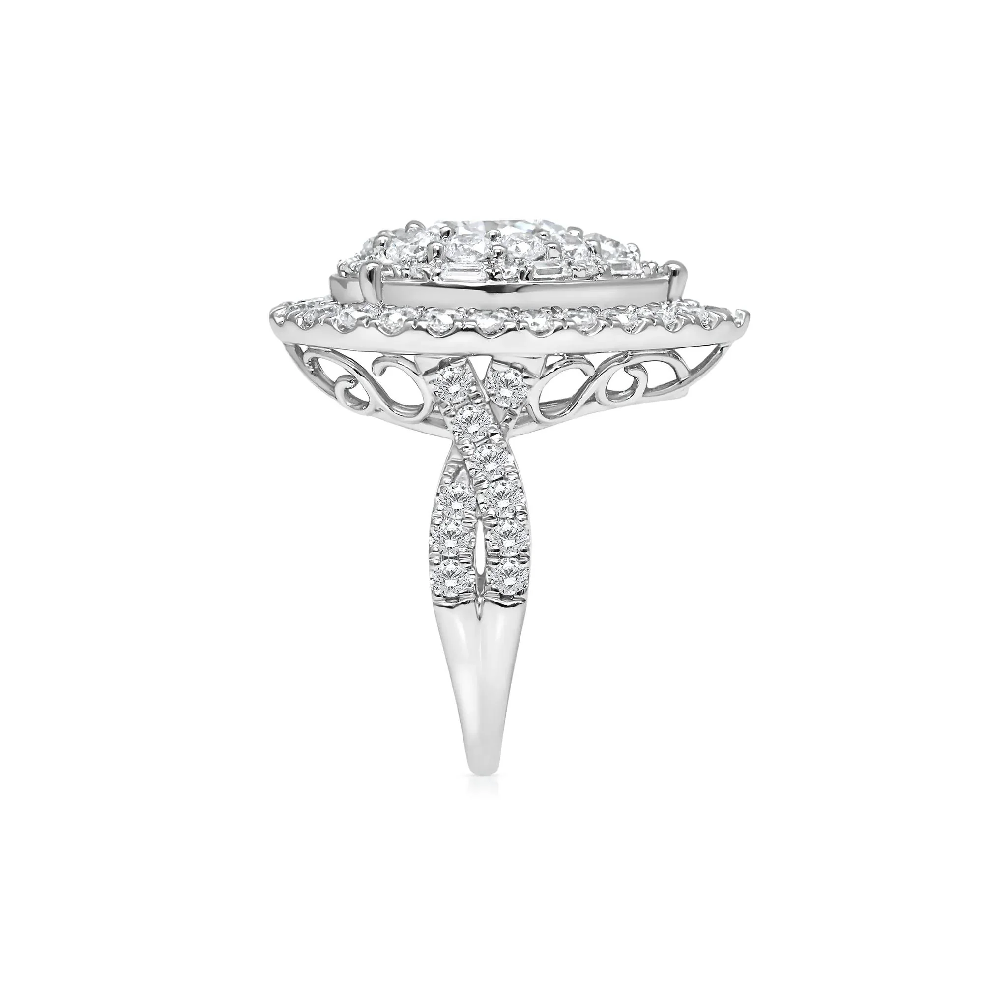 3 CT. Tw. Lab Grown Diamond Composite Ring 10K White Gold Round Brilliant Cut Size 6.5 - Image 3