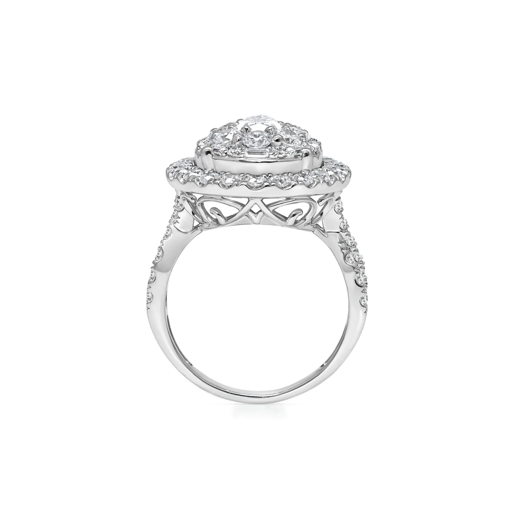 3 CT. Tw. Lab Grown Diamond Composite Ring 10K White Gold Round Brilliant Cut Size 7.5 - Image 2