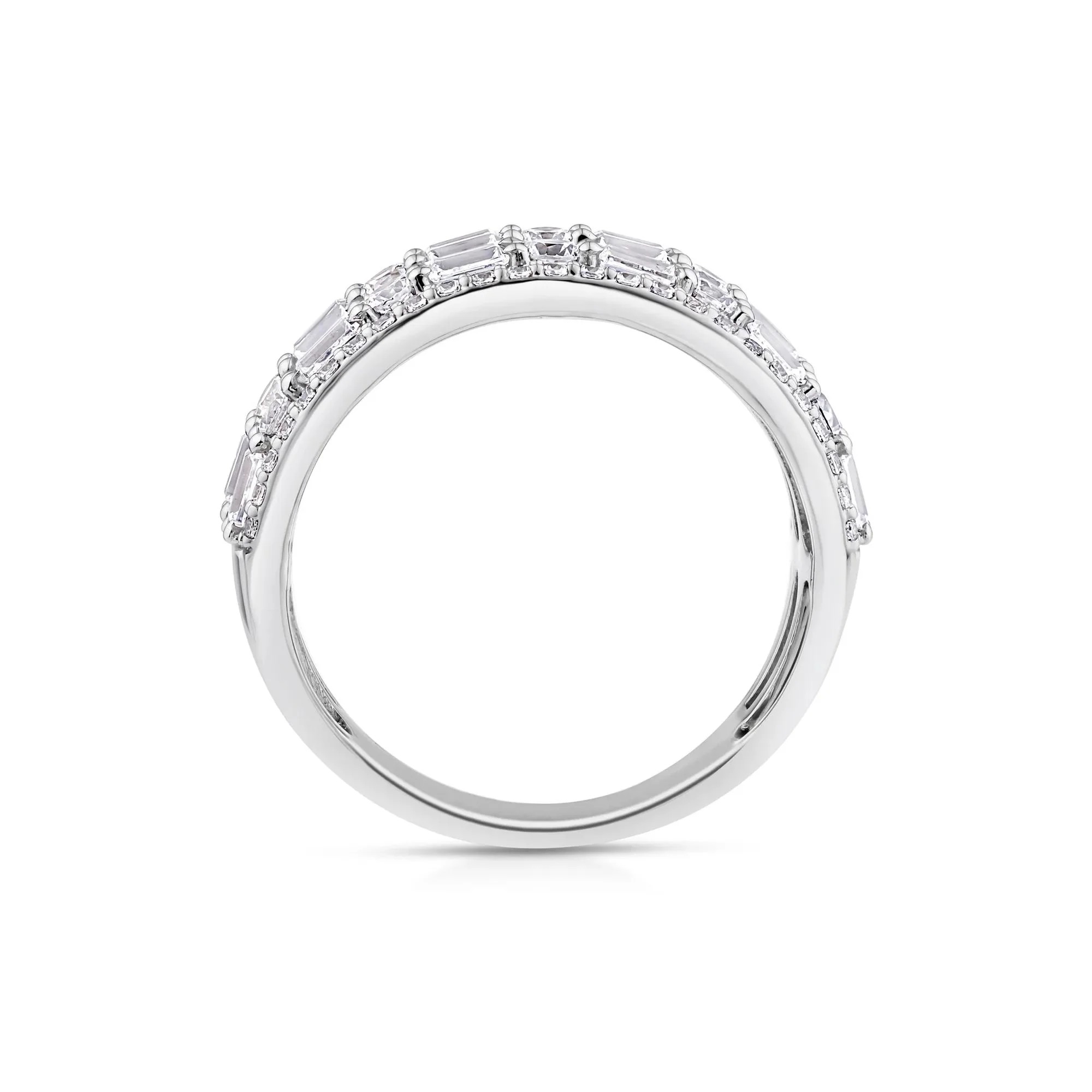 2 CT. Tw. Lab Grown Diamond Five-Row Band Ring 10K White Gold Size 7.5 - Image 2