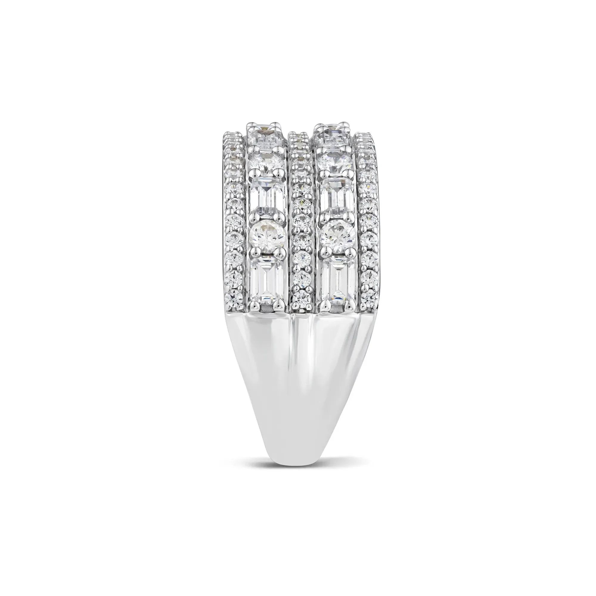 2 CT. Tw. Lab Grown Diamond Five-Row Band Ring 10K White Gold Size 8 - Image 3