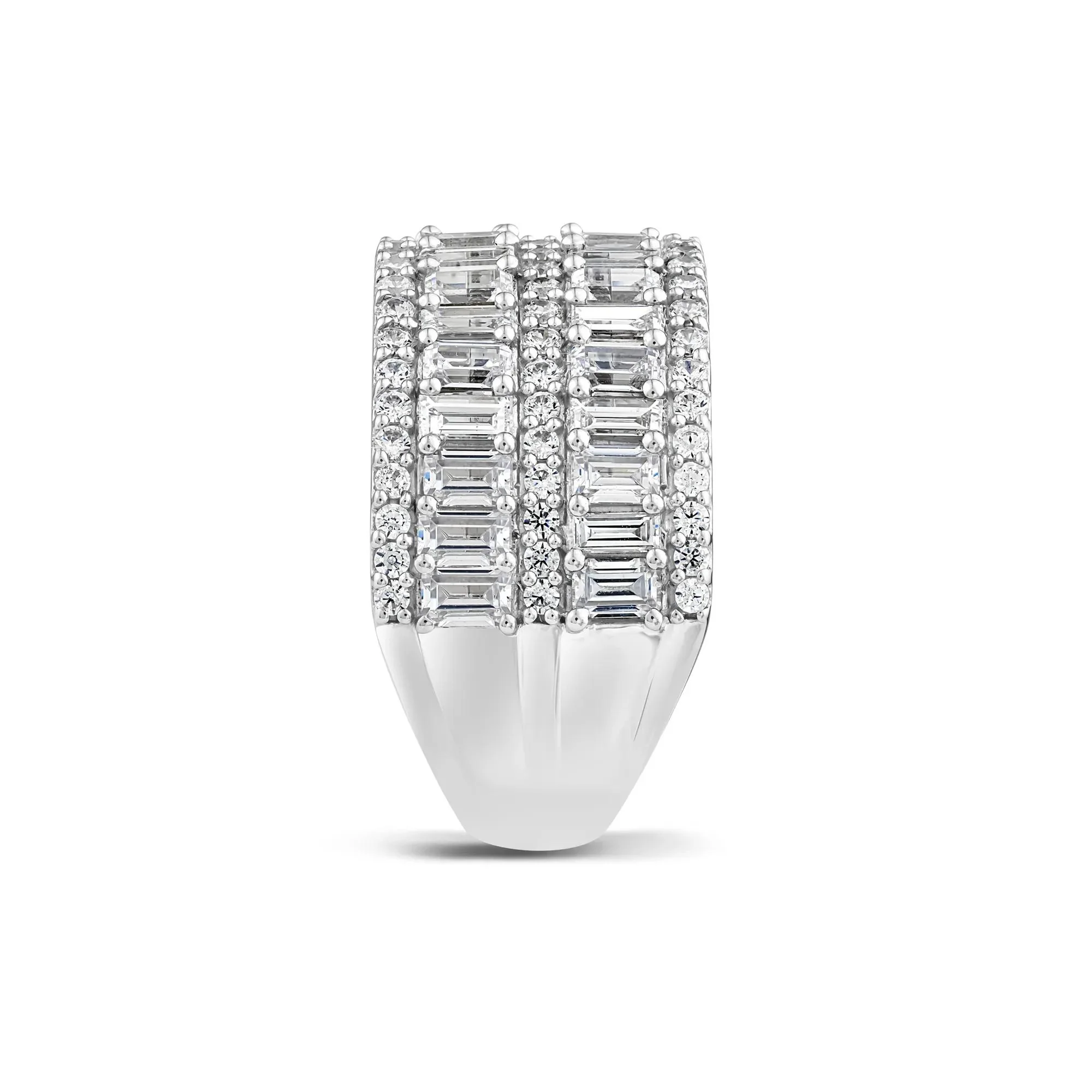 3 CT. Tw. Lab Grown Diamond Multi-Row Band Ring 10K White Gold Round Brilliant Cut Size 7.5 - Image 3