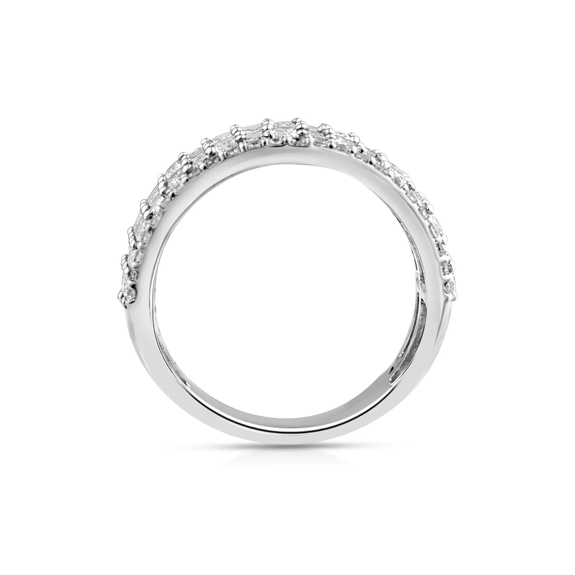 3 CT. Tw. Lab Grown Diamond Multi-Row Band Ring 10K White Gold Round Brilliant Cut Size 9 - Image 2